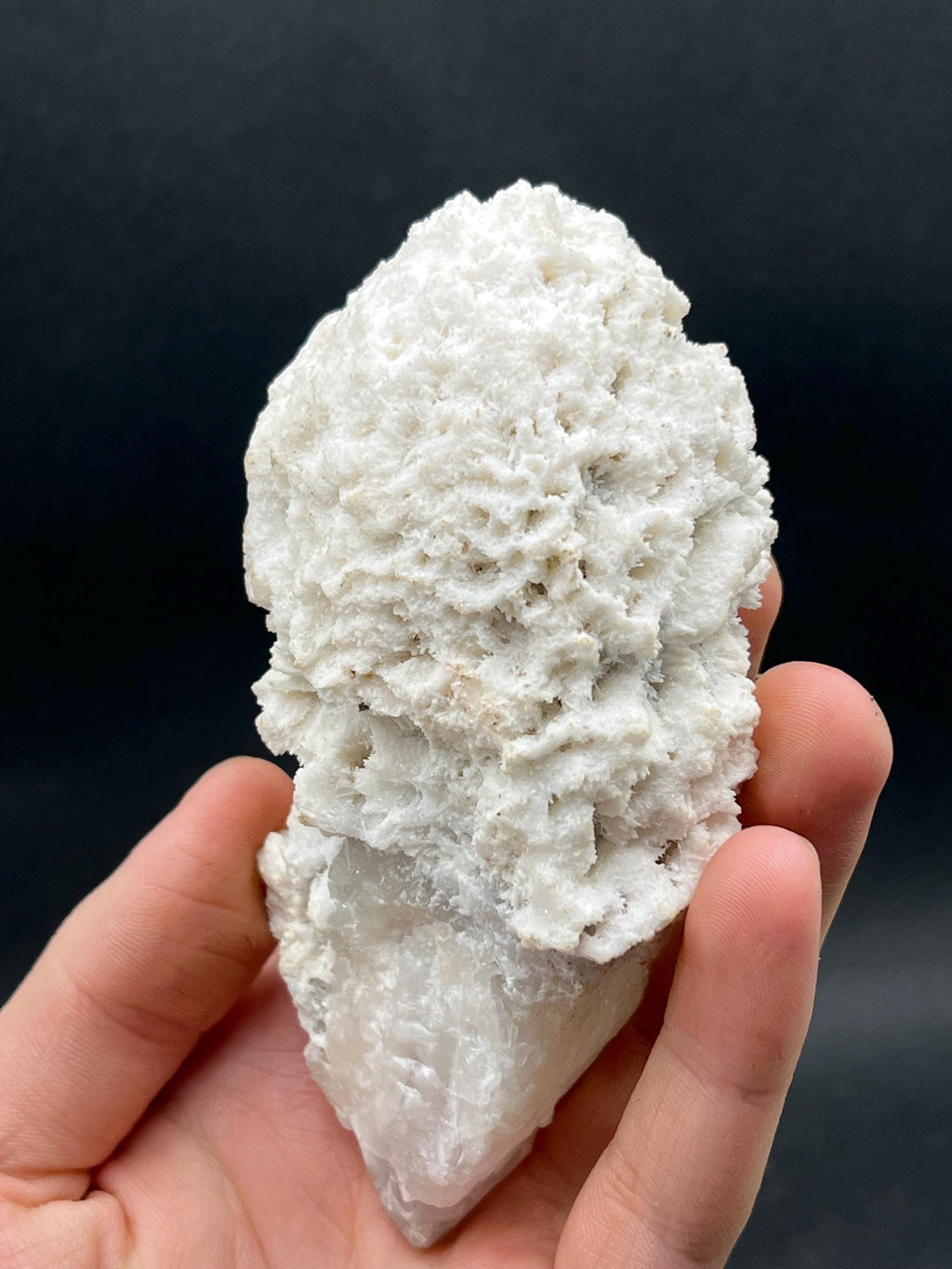 Snow Crystal Calcite On Druzy Crystal Quartz - Crystal Gemstone AE 