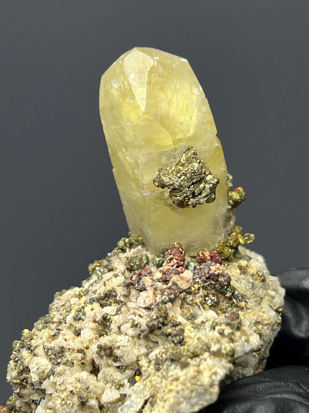 Chalcopyrite With Calcite - Crystal Gemstone AE 