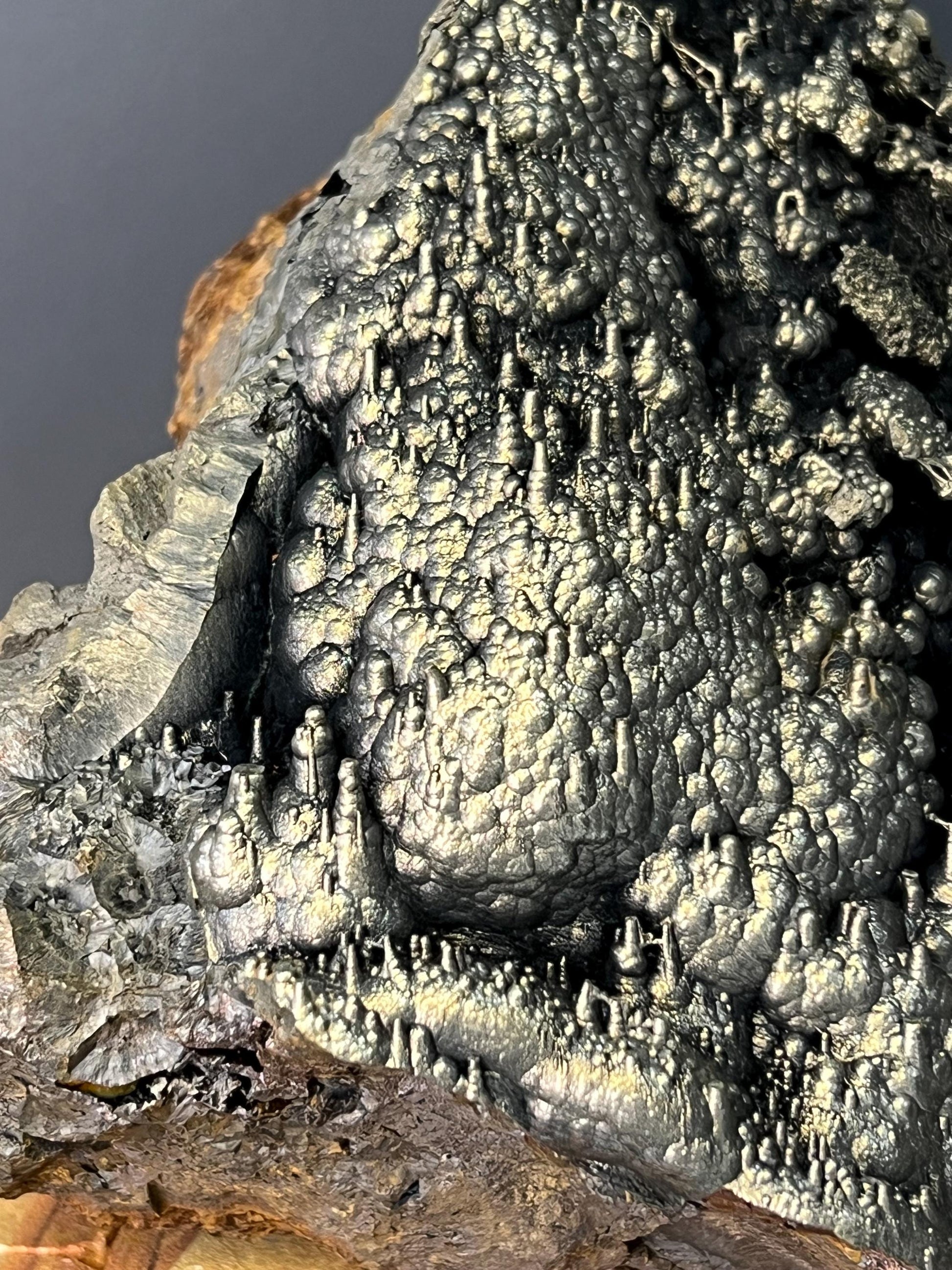 Museum Grade! Very Special Golden Color Stalactite And Botryoidal Formation Goethite Specimen - Crystal Gemstone AE 