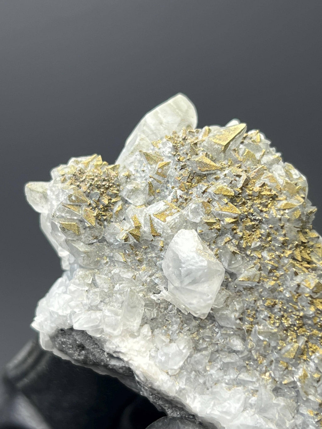 Chalcopyrite on Calcite Specimen - West Anatolia Mineral Display - Crystal Gemstone AE 