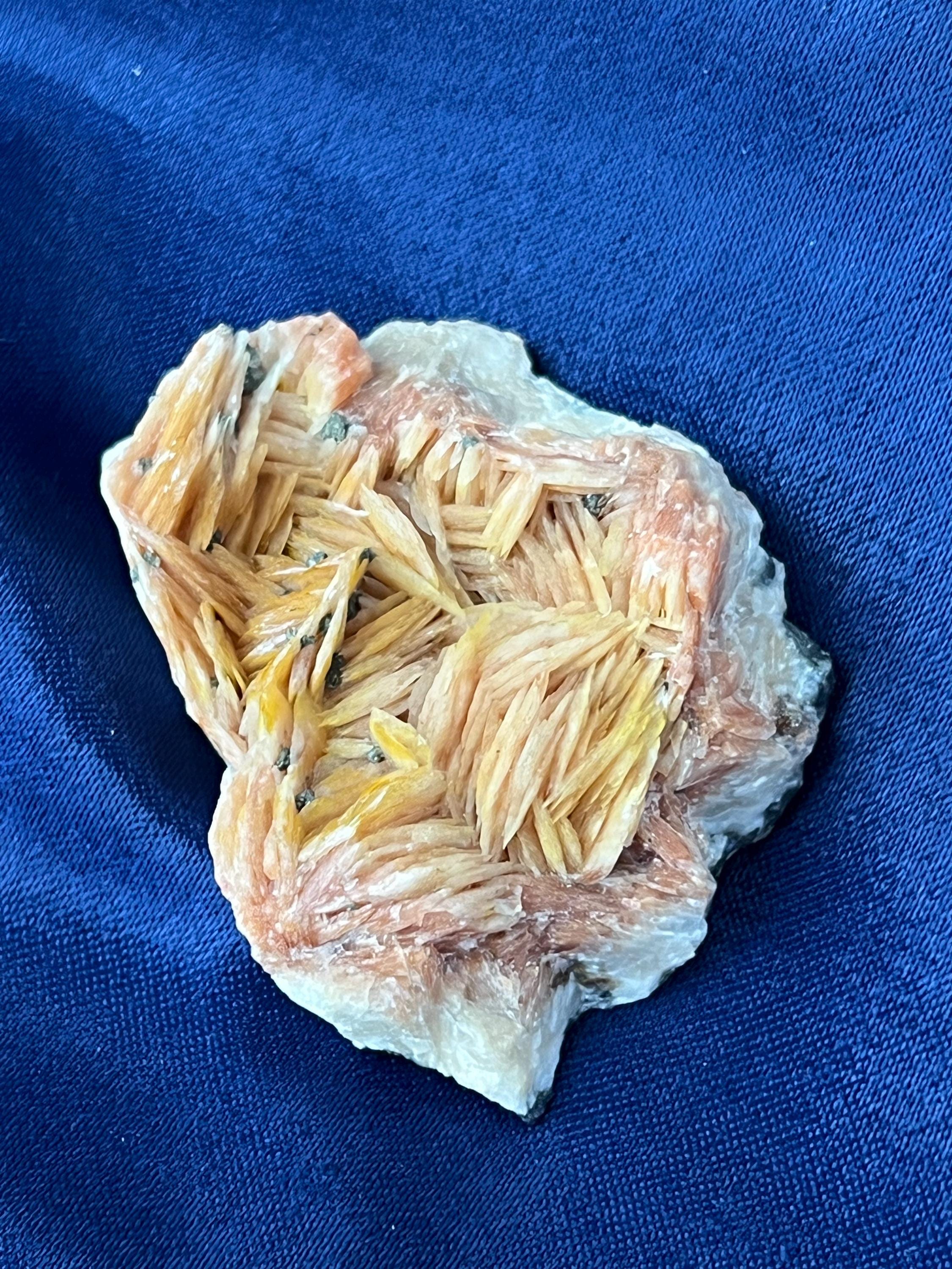 Orange Barite With Creussesite Crystals - Crystal Gemstone AE 