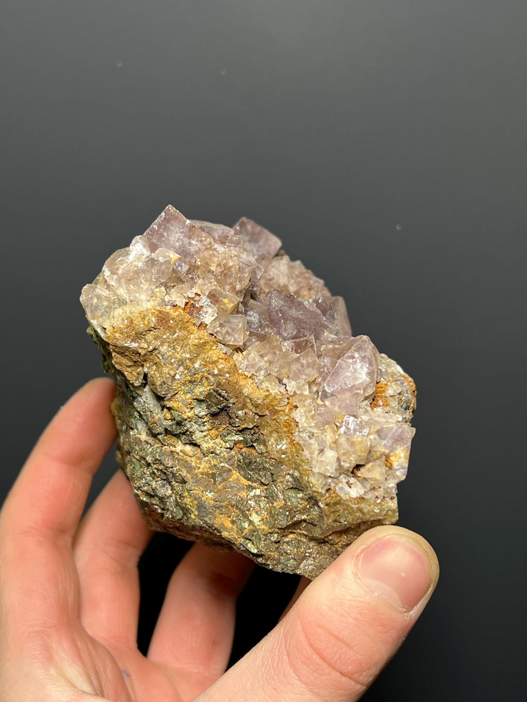 Pink Cubic Fluorite On Pyrite - USA - Crystal Gemstone AE 