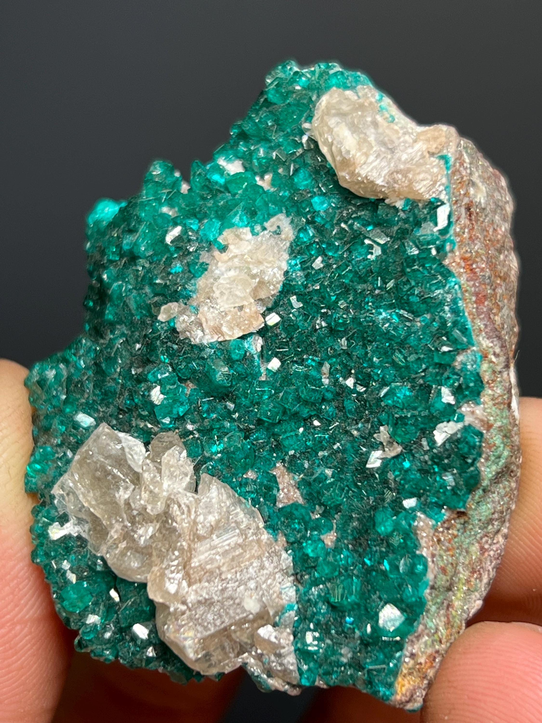 Dioptase With Cerussite - Namibia - Crystal Gemstone AE 