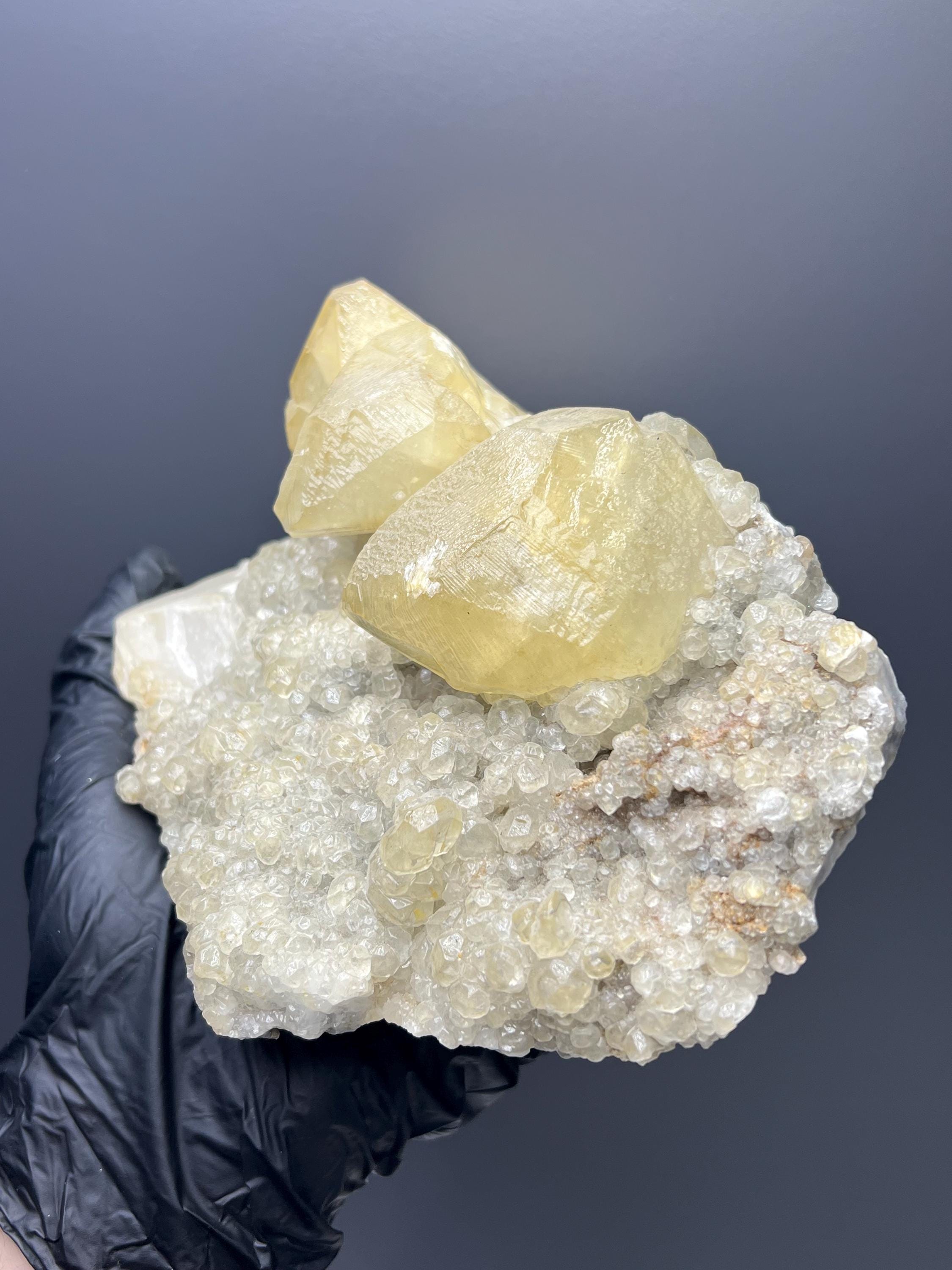 Very Showy, Crystal Calcite With Golden Yellow Calcite Balls - Crystal Gemstone AE 
