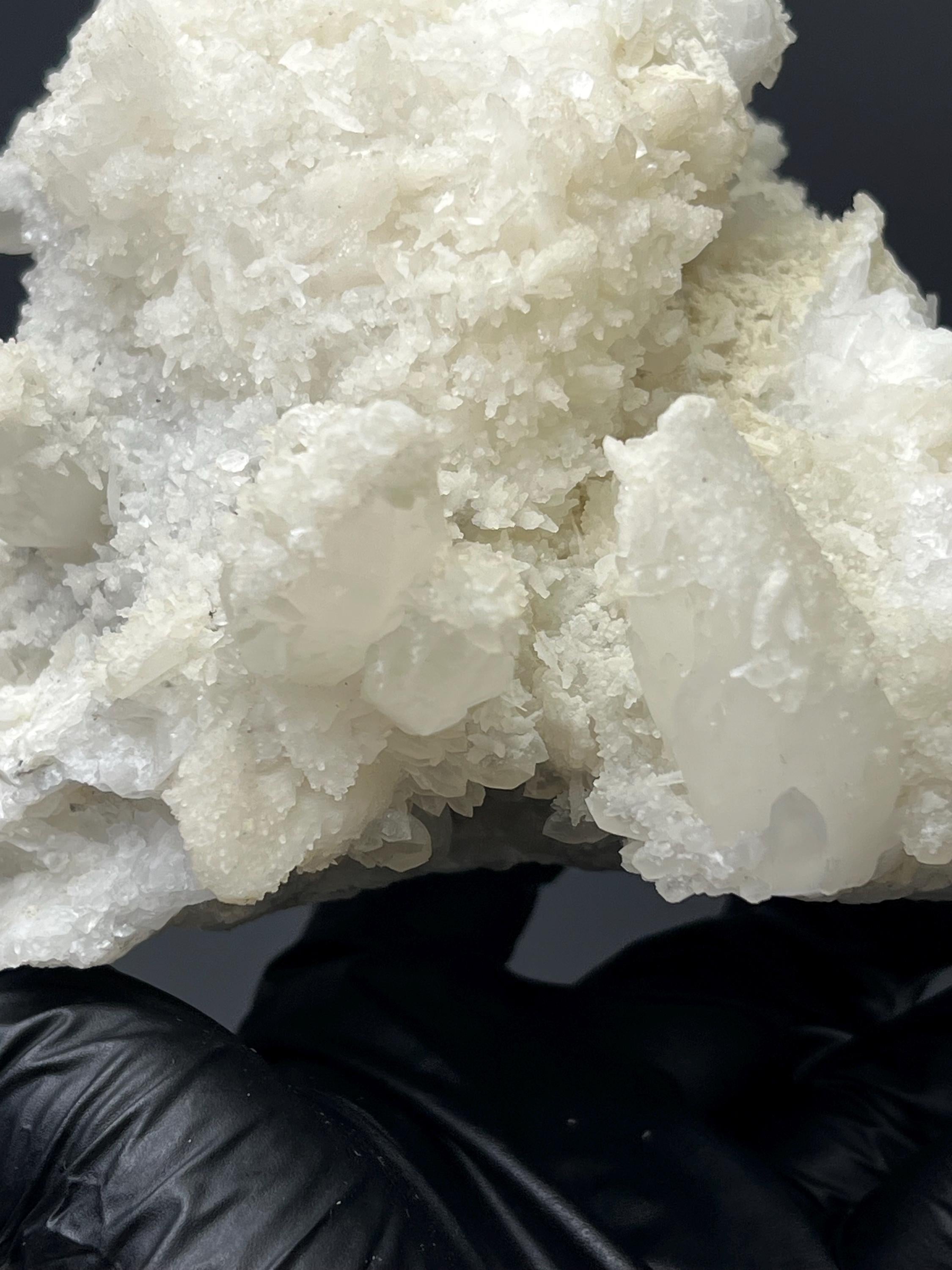 Snow Crystal Calcite With Crystal Quartz Specimen - Crystal Gemstone AE 