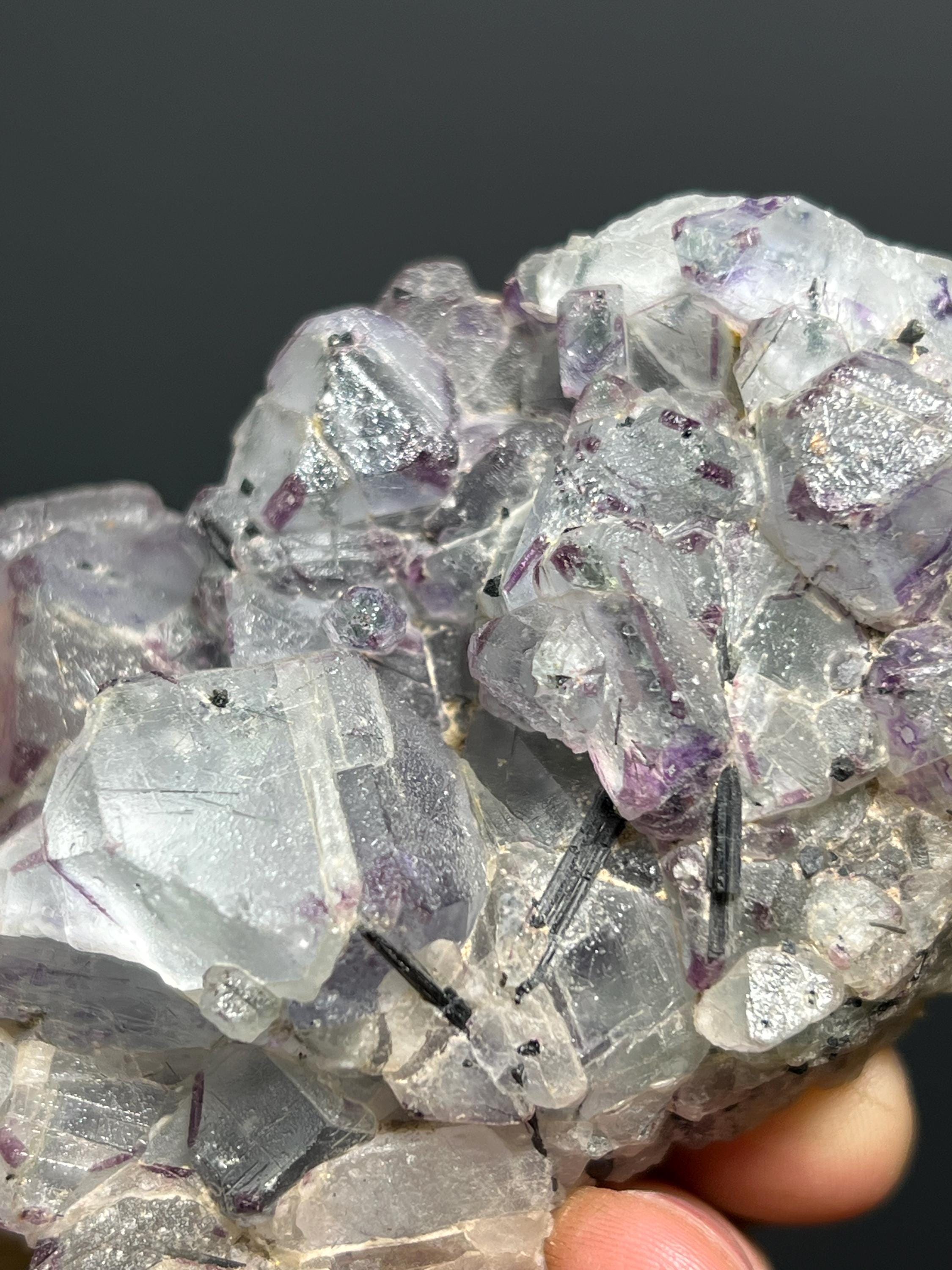 Fluorite in Black Tourmaline - Namibia - Crystal Gemstone AE 