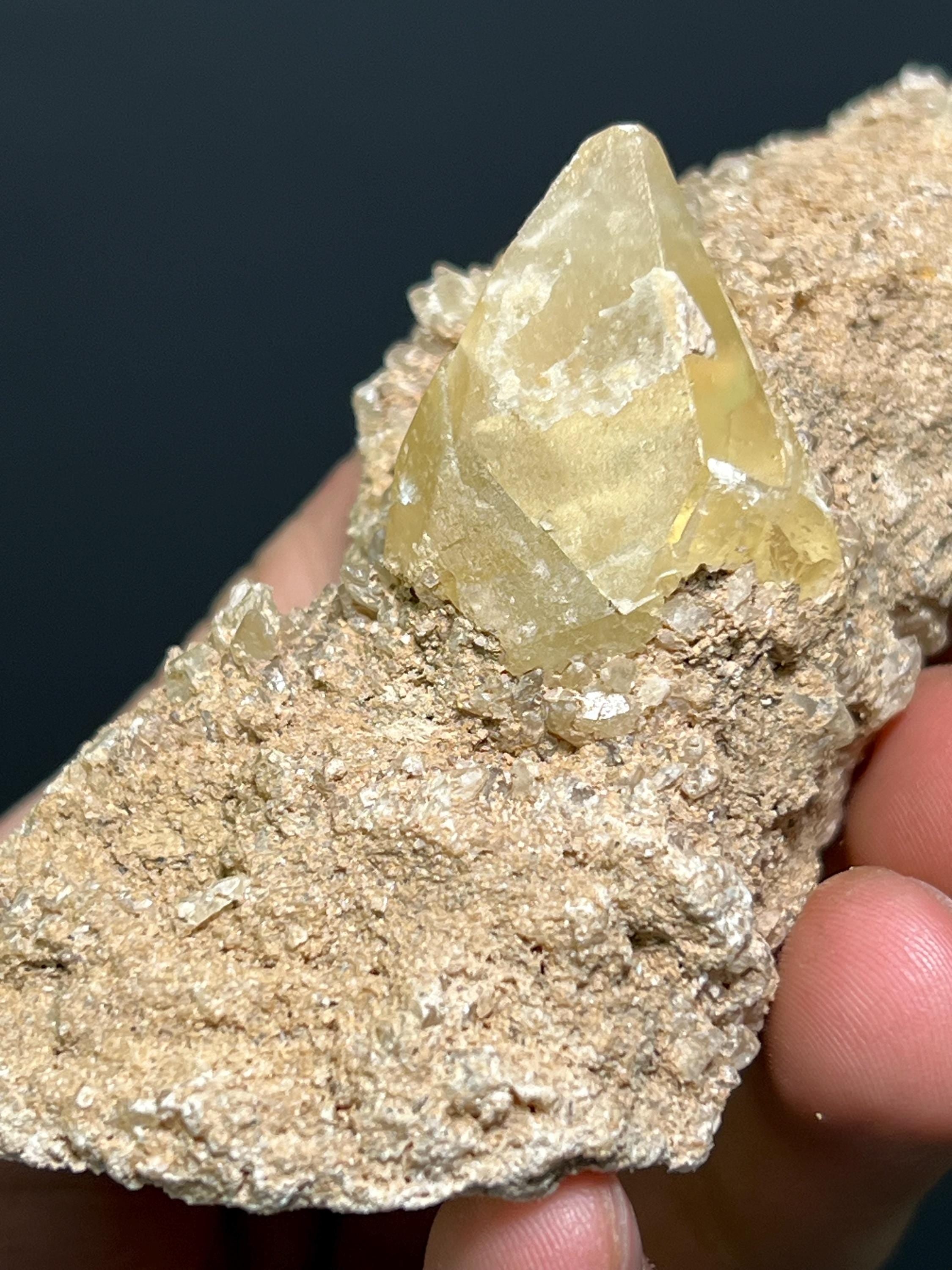 Golden Yellow Calcite On Matrix - USA - Crystal Gemstone AE 