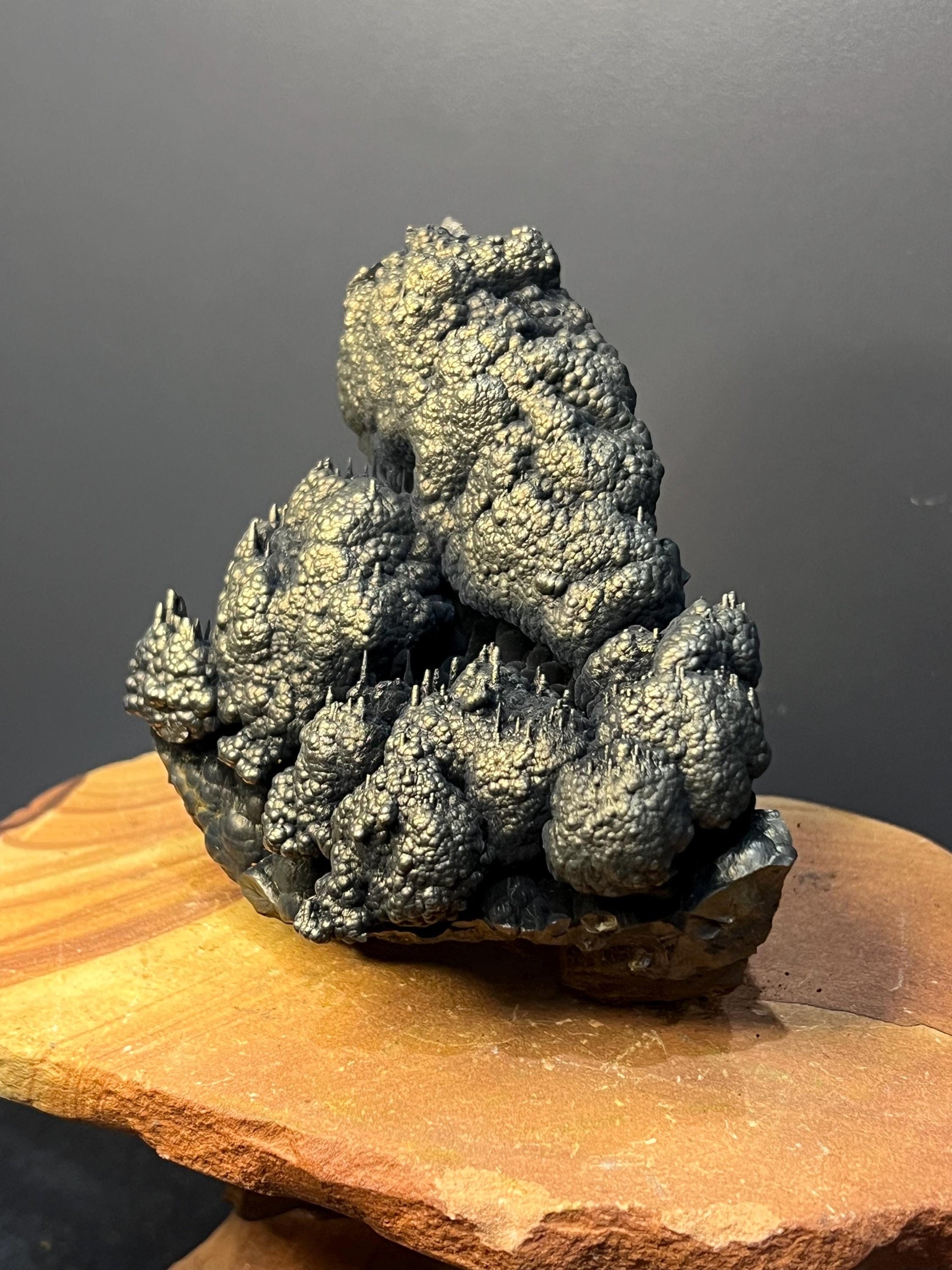 Museum Grade! Showy Golden Color Small Stalactites With Goethite Specimen, For Special Collection - Crystal Gemstone AE 