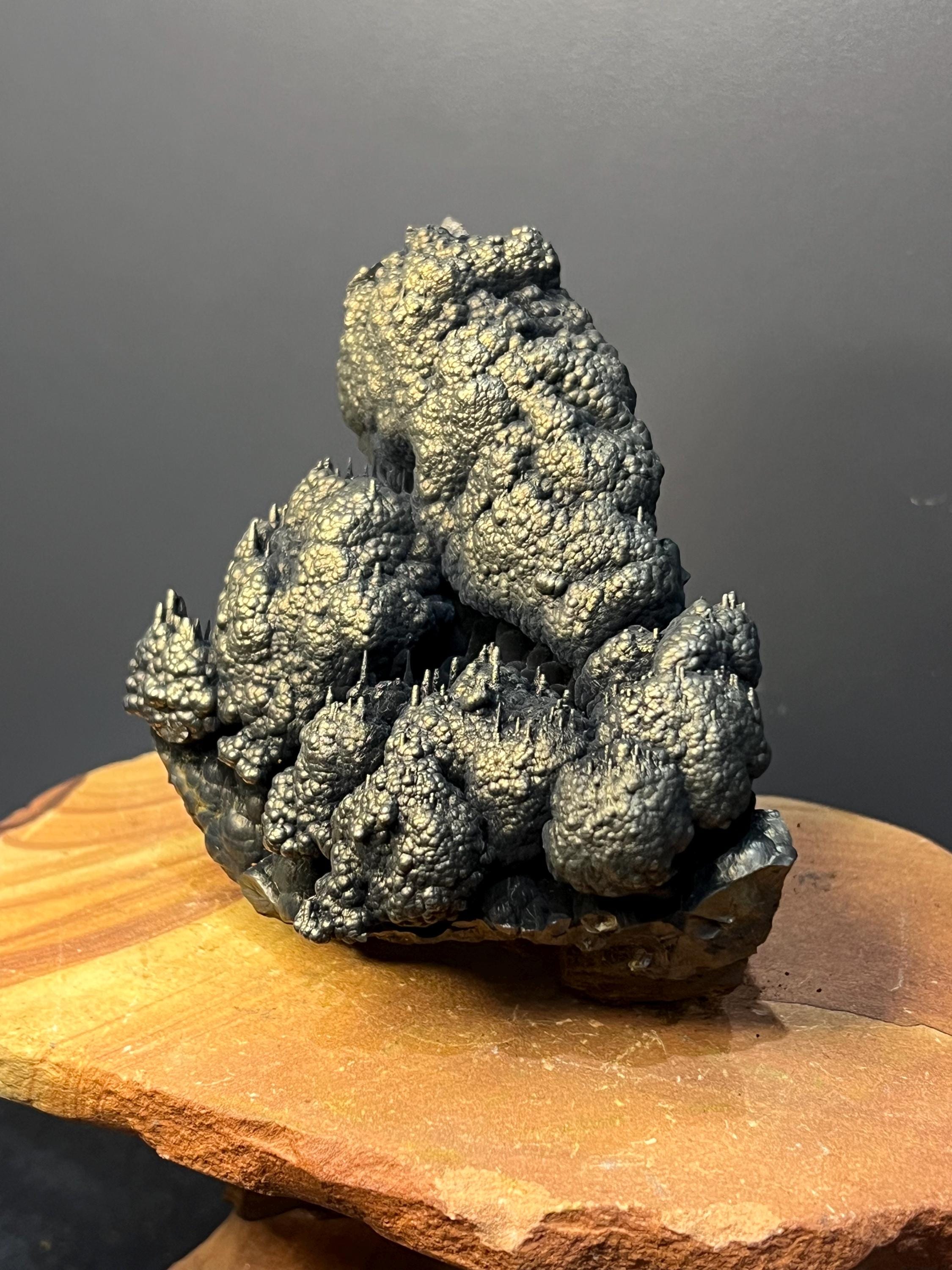 Museum Grade! Showy Golden Color Small Stalactites With Goethite Specimen, For Special Collection - Crystal Gemstone AE 