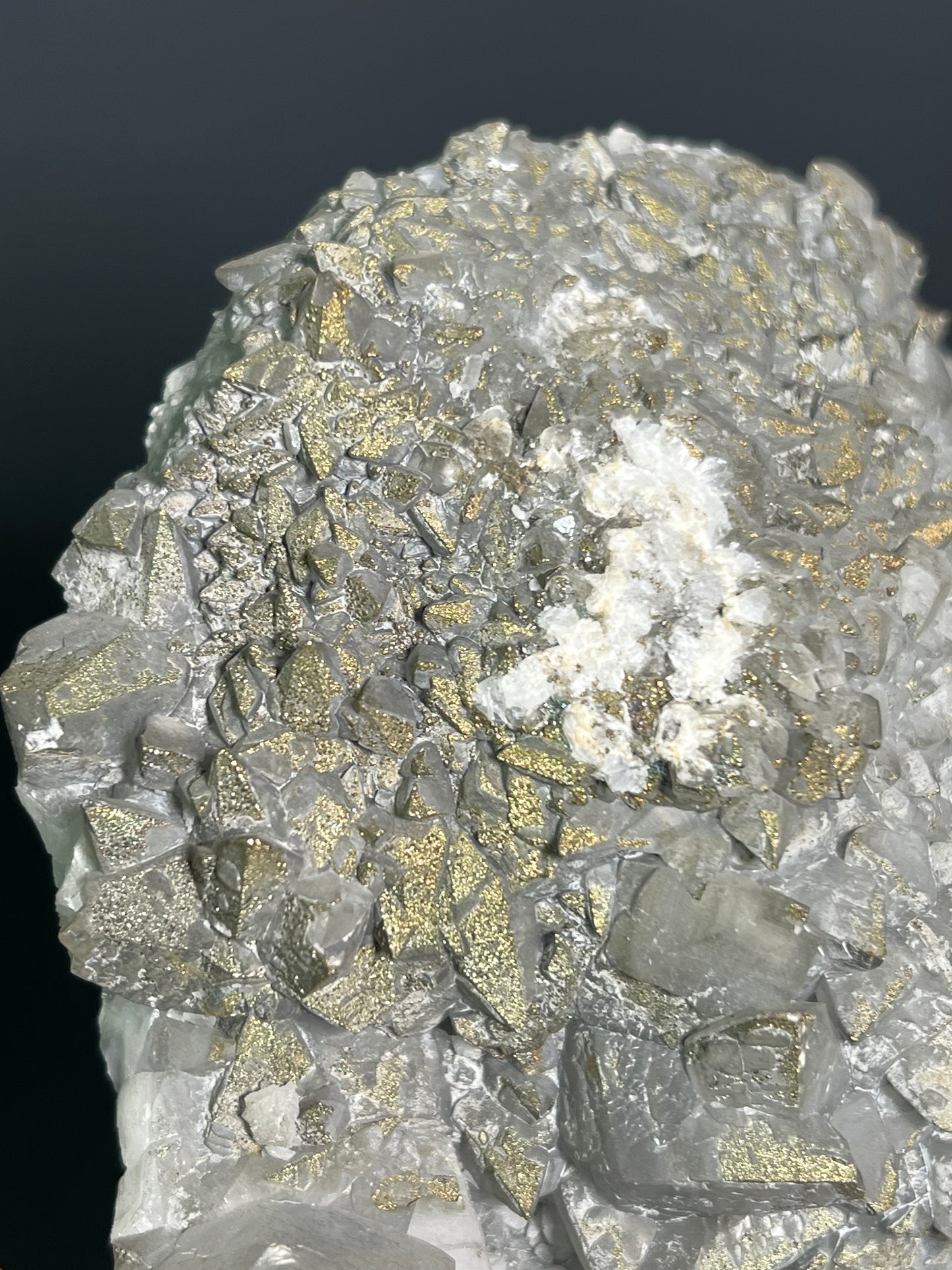 Chalcopyrite On Gray Crystal Calcite