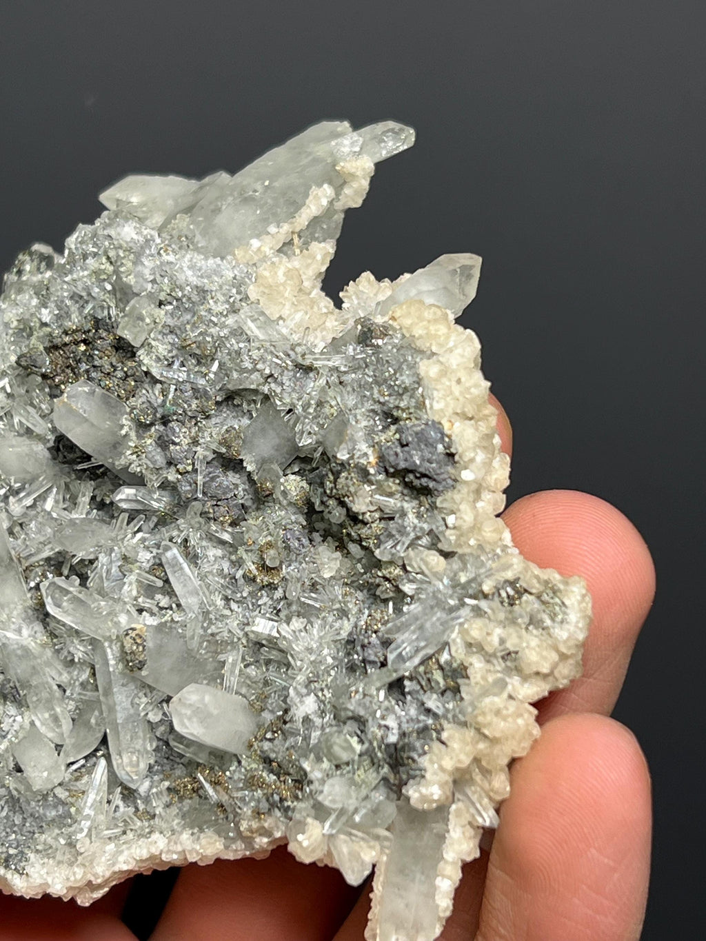Calcite, Galena And Pyrite With Crystal Quartz - Turkey - Crystal Gemstone AE 