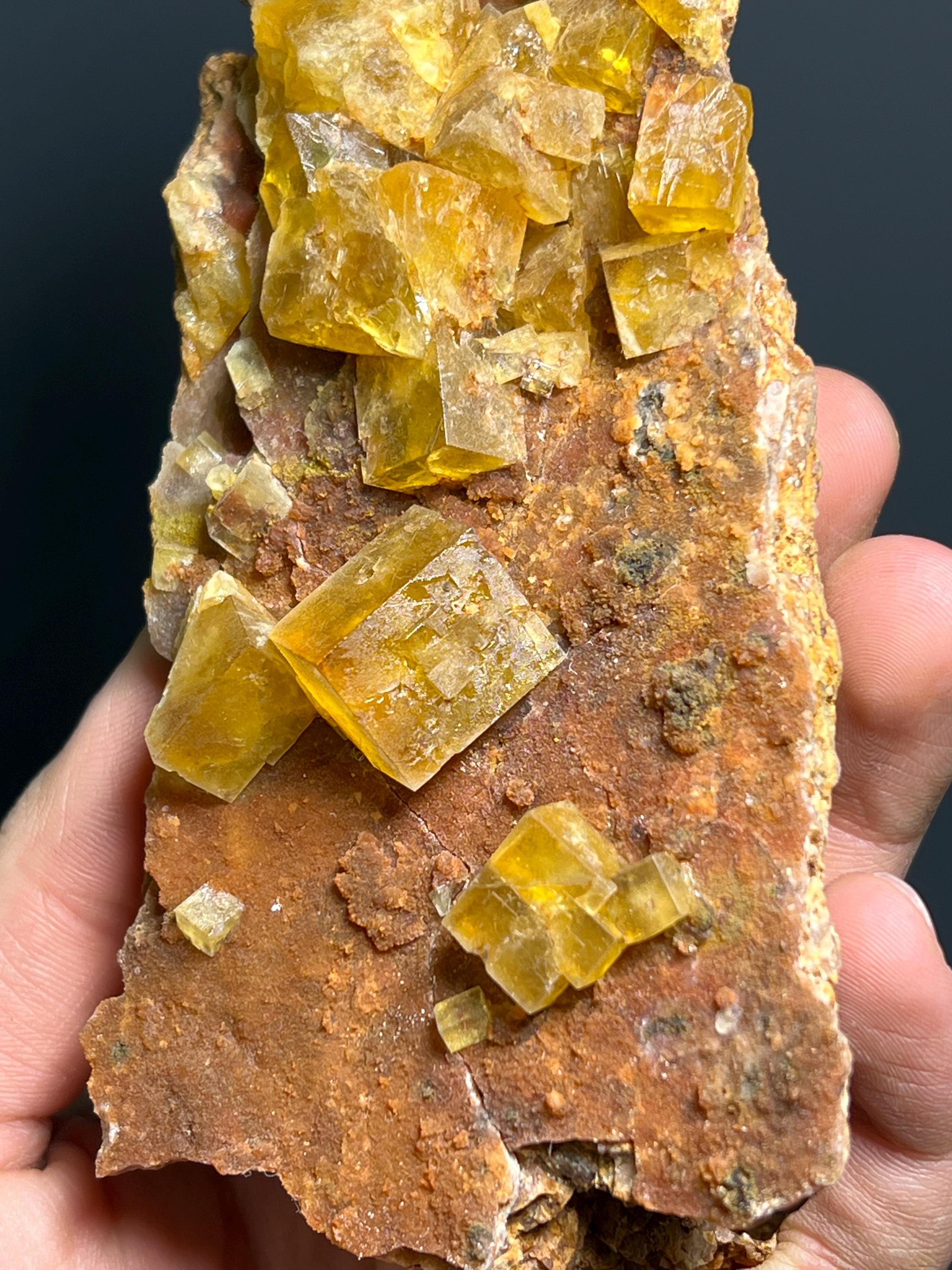 Orange Fluorite Specimen, 718gram - Crystal Gemstone AE 