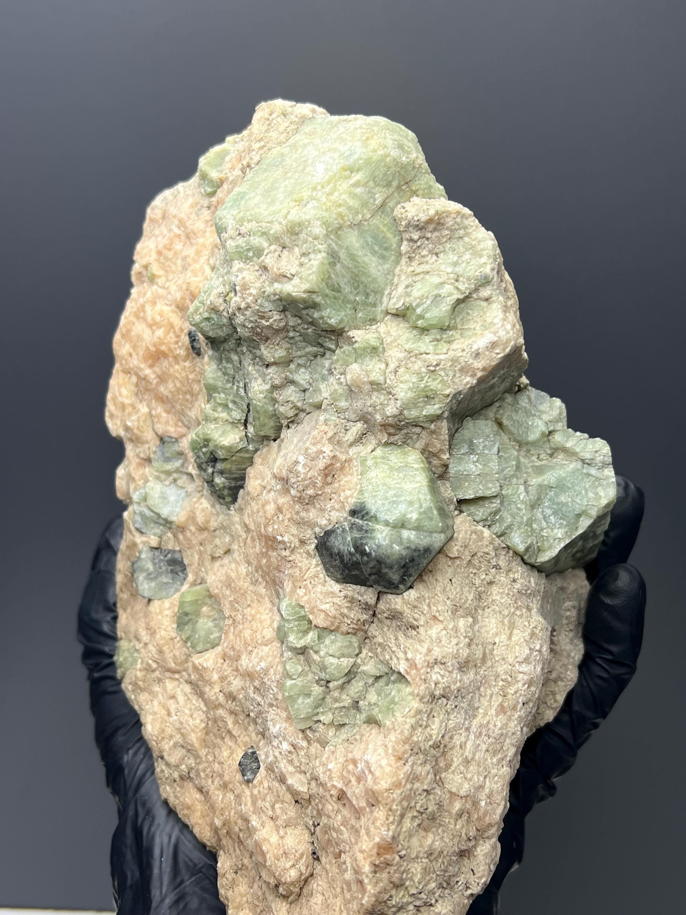 Apatite And Biotite With Pink Calcite (Apatite-Rich Skarn) Fluorapatite - Crystal Gemstone AE 