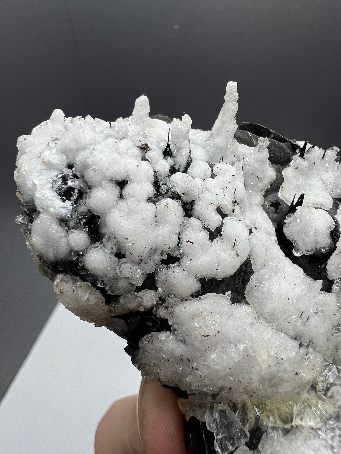 Museum Quality! Snow Crystal Calcite On Stalactite Hematite