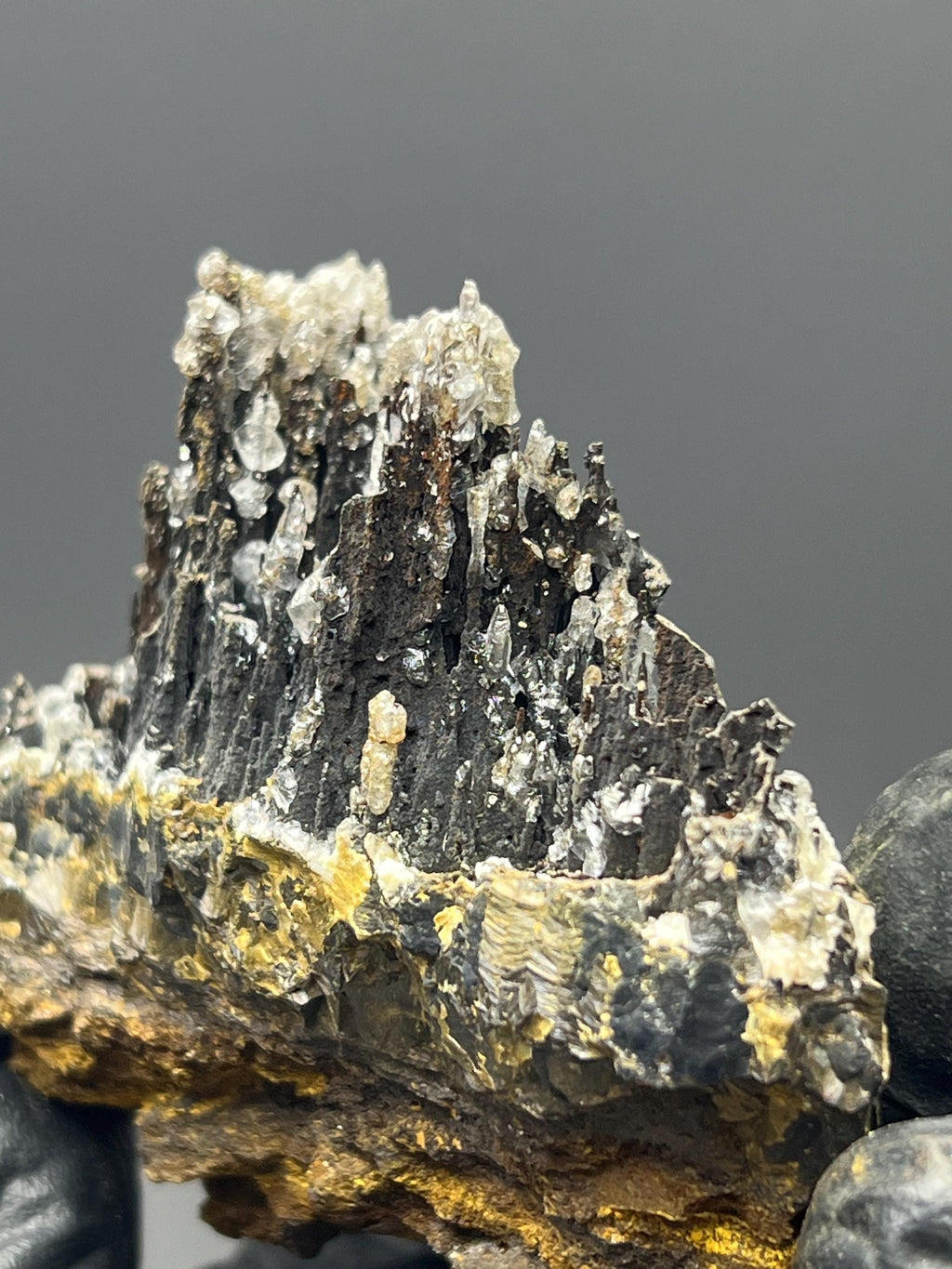 Crystal Calcite On Stalactite Goethite Specimen - Crystal Gemstone AE 