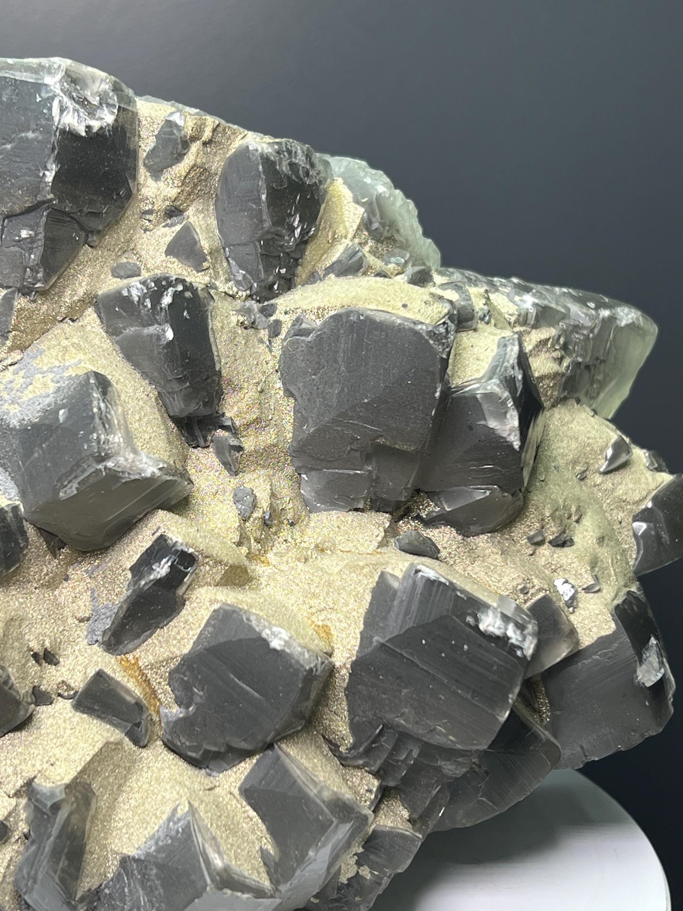 Very Showy! Pyrite Alloy Gray Crystal Calcite - Crystal Gemstone AE 