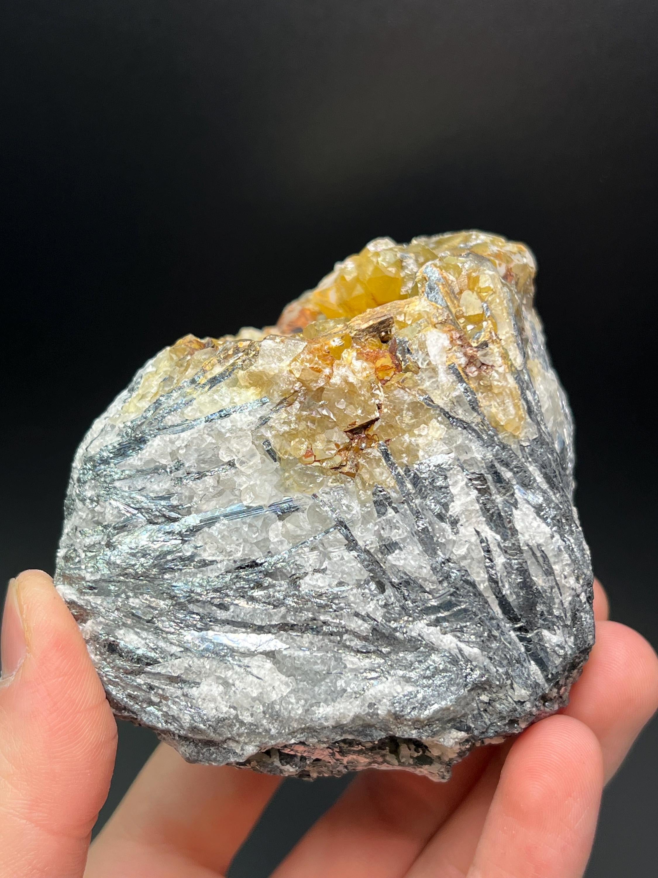 Citrine With Galena Specimen - Crystal Gemstone AE 
