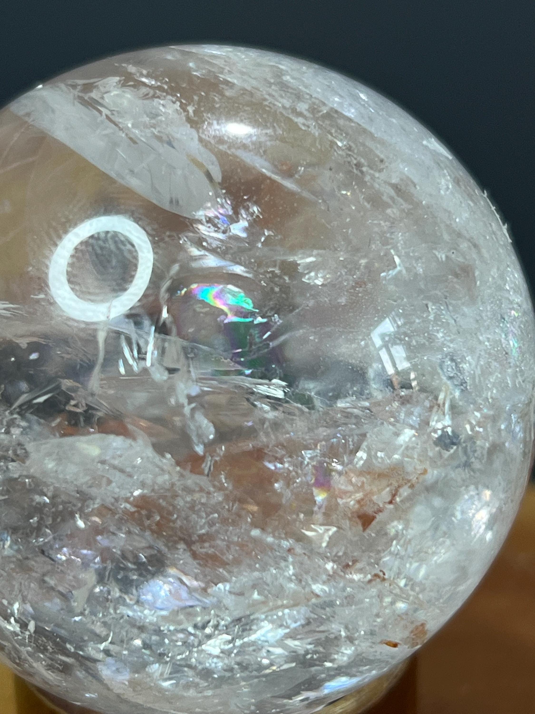 Rainbow Lemurian Quartz Sphere: 6cm Crystal from Brazil - Crystal Gemstone AE 