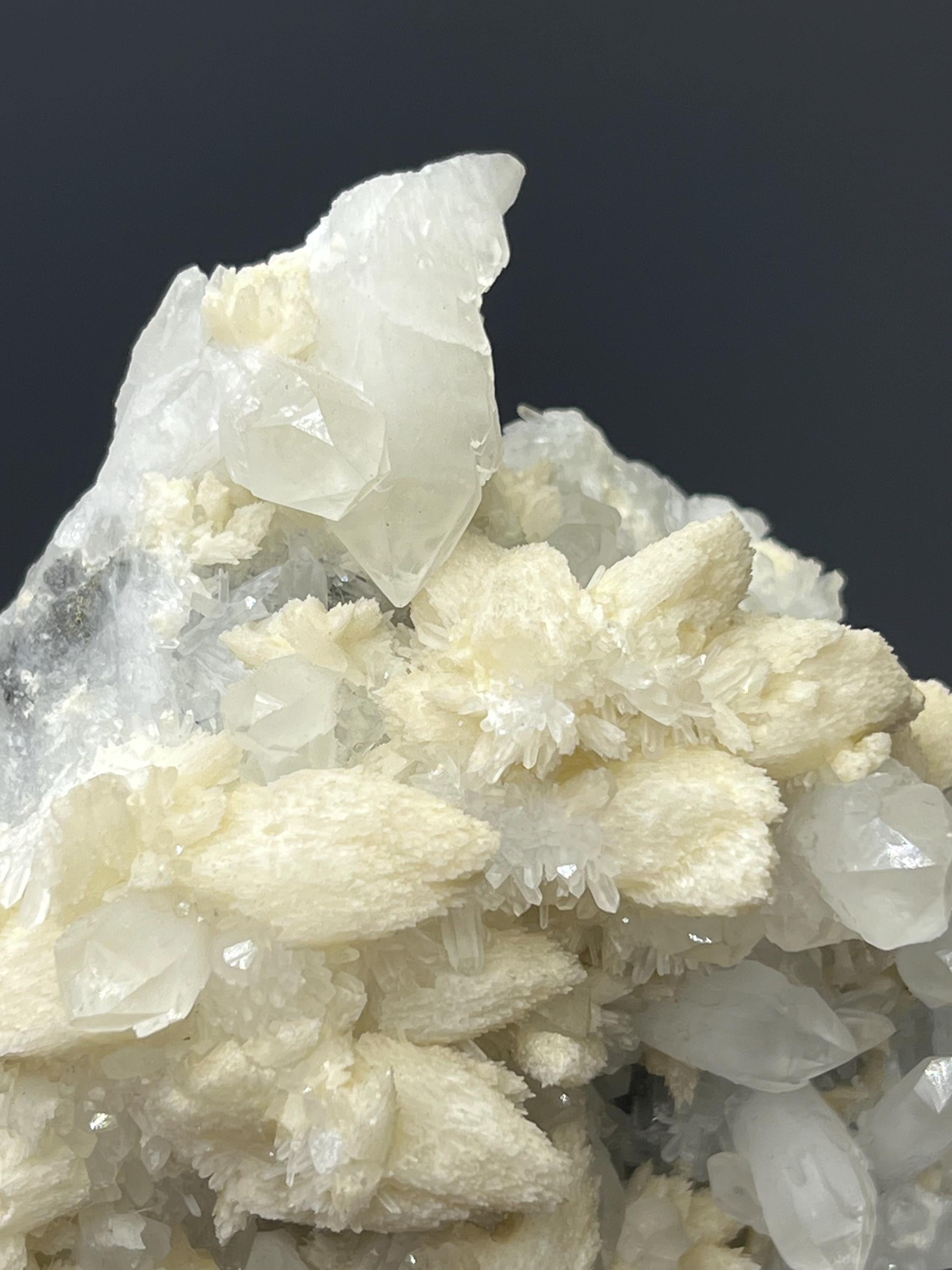 Snow Crystal Calcite With Crystal Quartz - Crystal Gemstone AE 