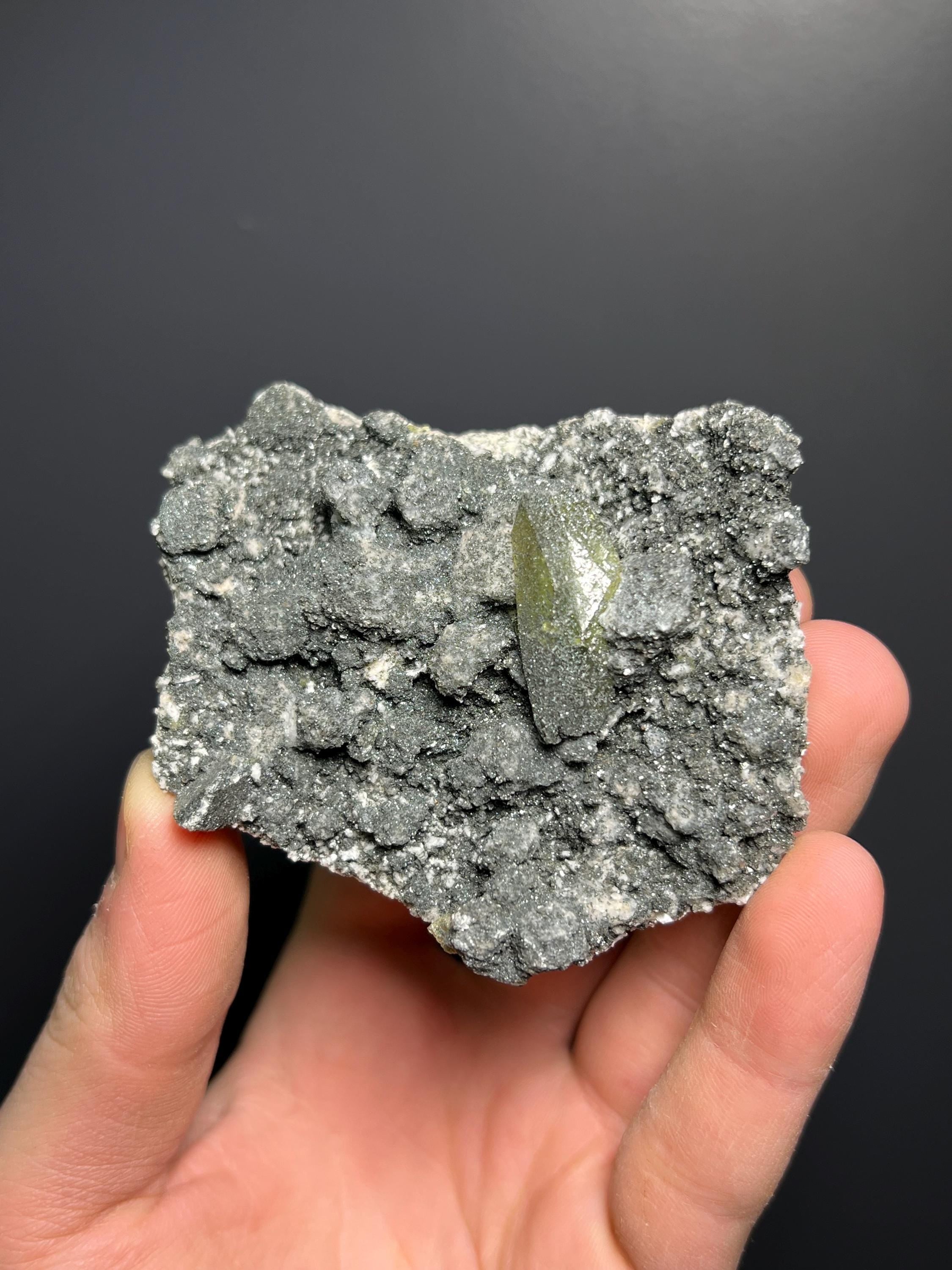 Titanite On Mottranite - Madagascar - Crystal Gemstone AE 
