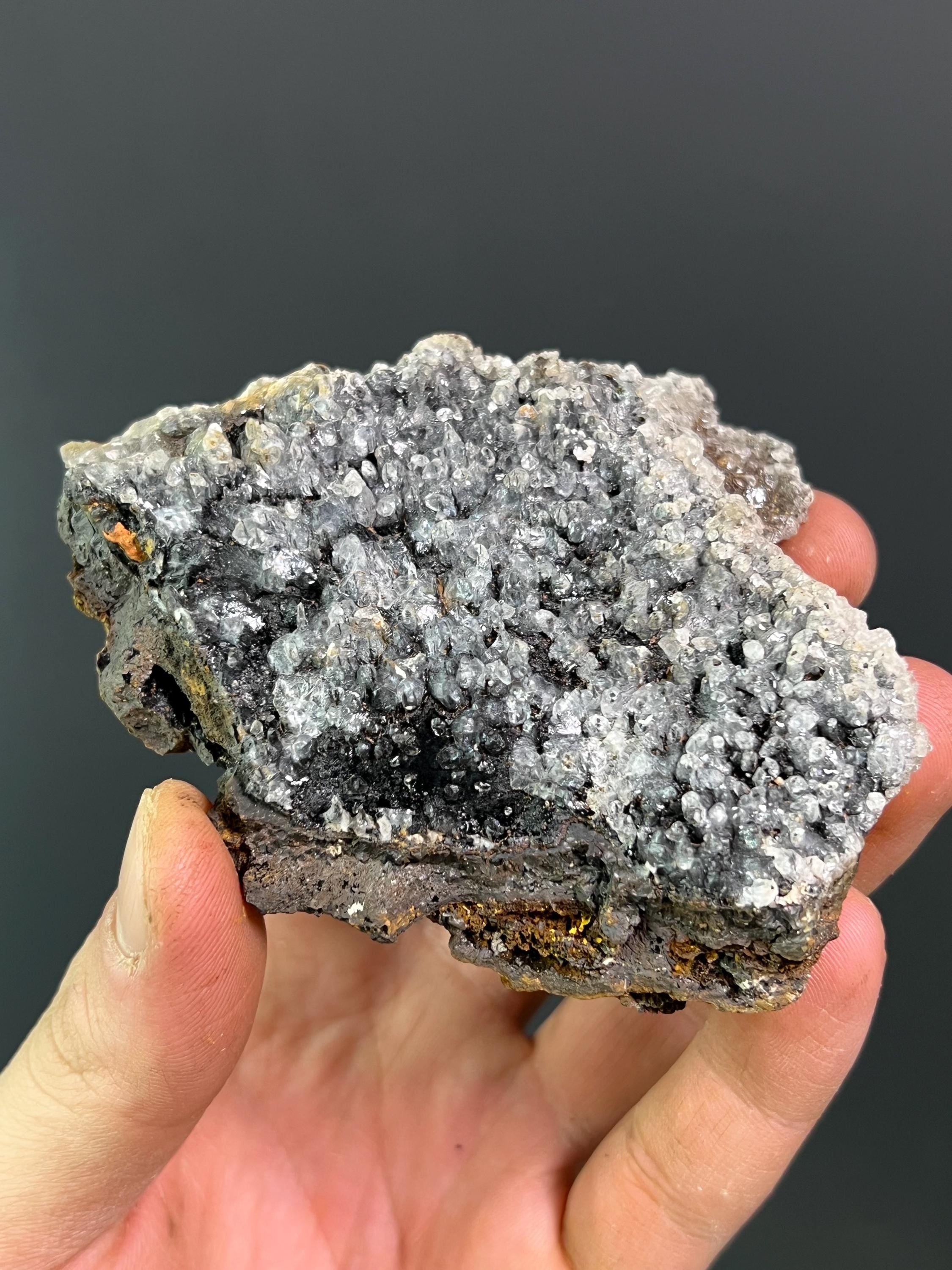 Crystal Calcite On Small Stalactites Goethite - Crystal Gemstone AE 