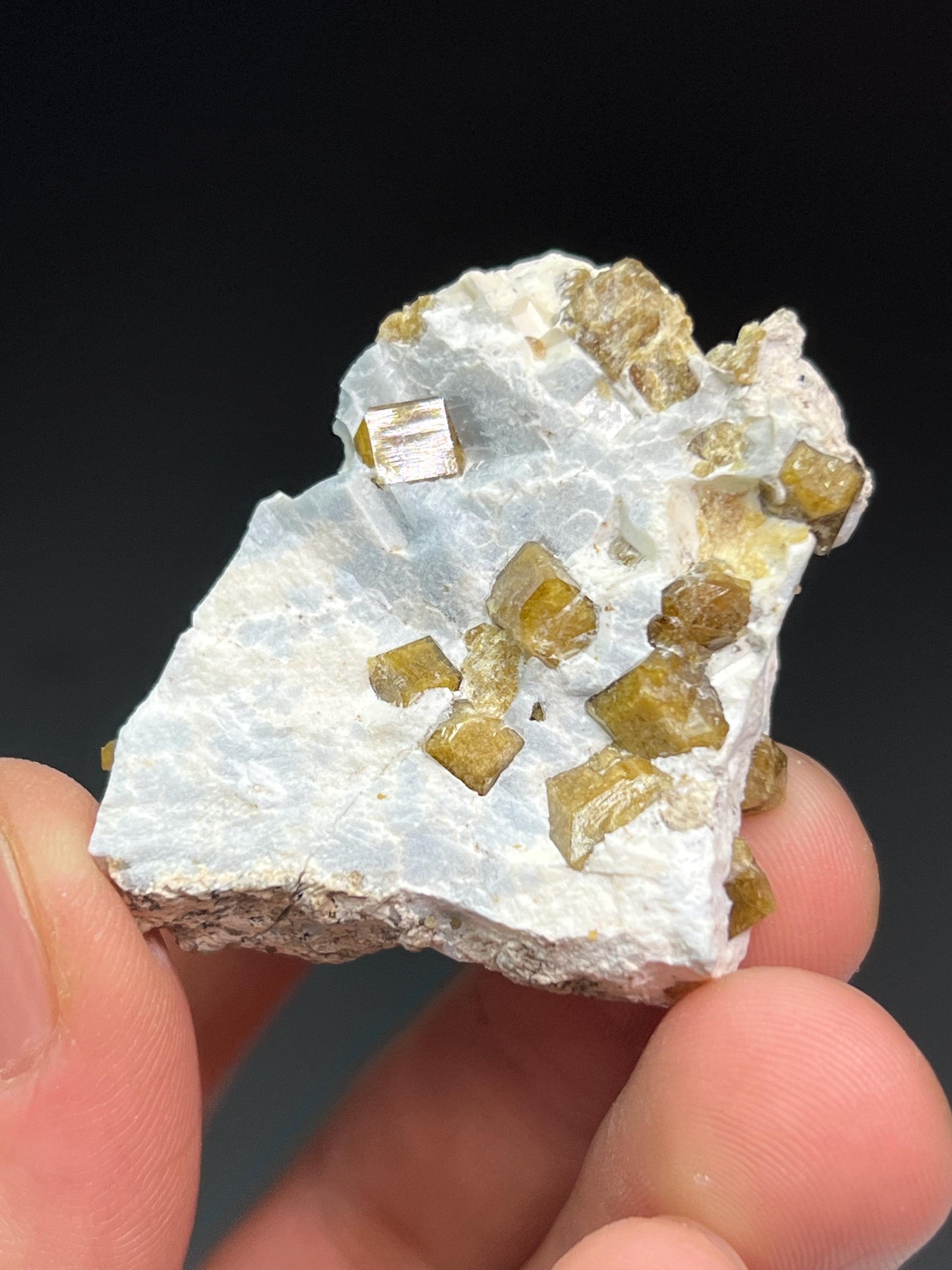Yellow Fluorite Crystals On Matrix - Crystal Gemstone AE 