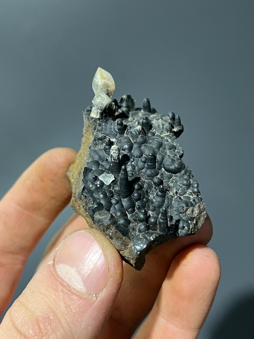 Very Special Museum Quality Cubic Crystal Calcite On Stalactite Goethite - Crystal Gemstone AE 