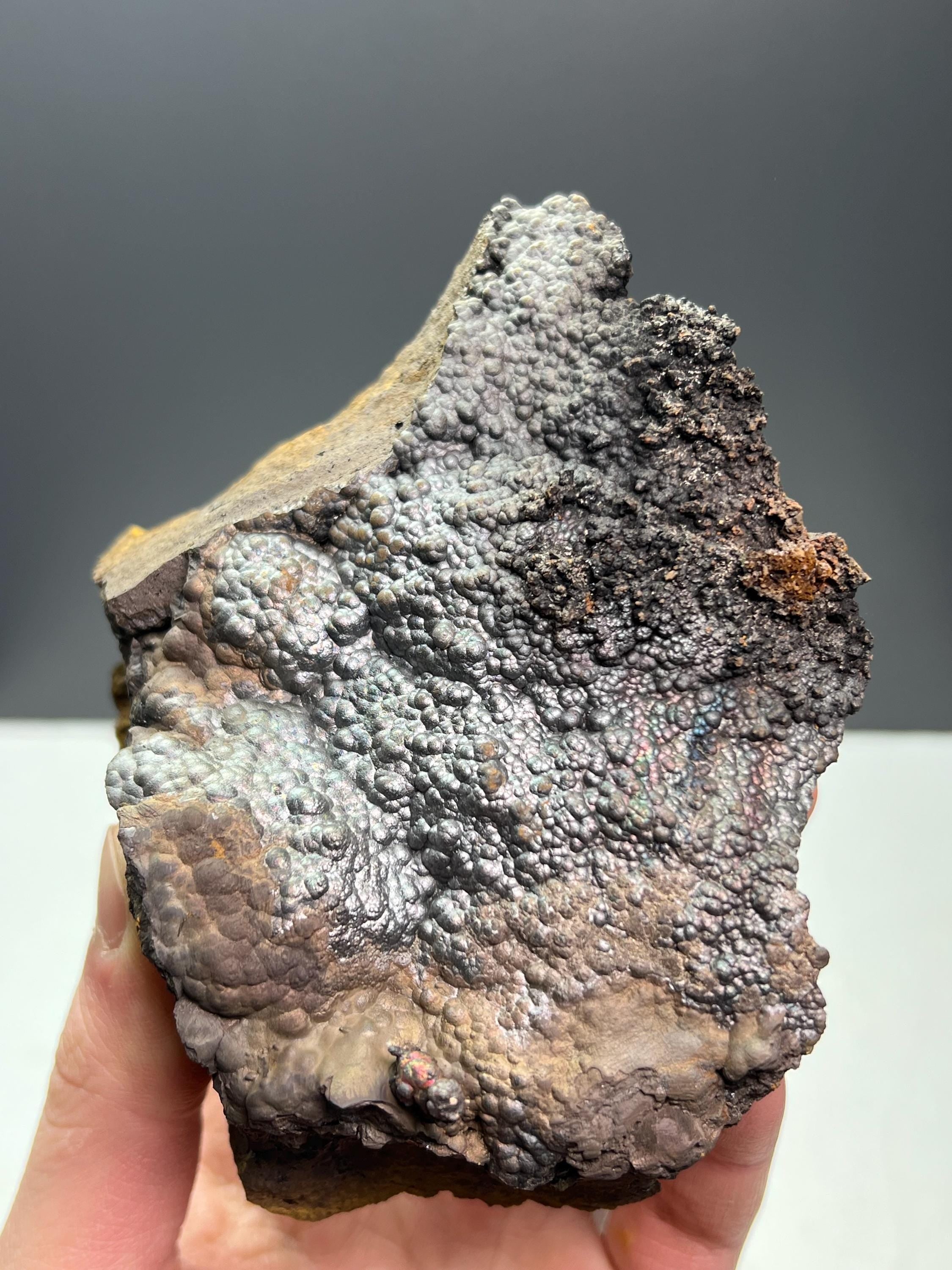 Natural Iridescent Gray Botryoidal Goethite Specimen - Crystal Gemstone AE 