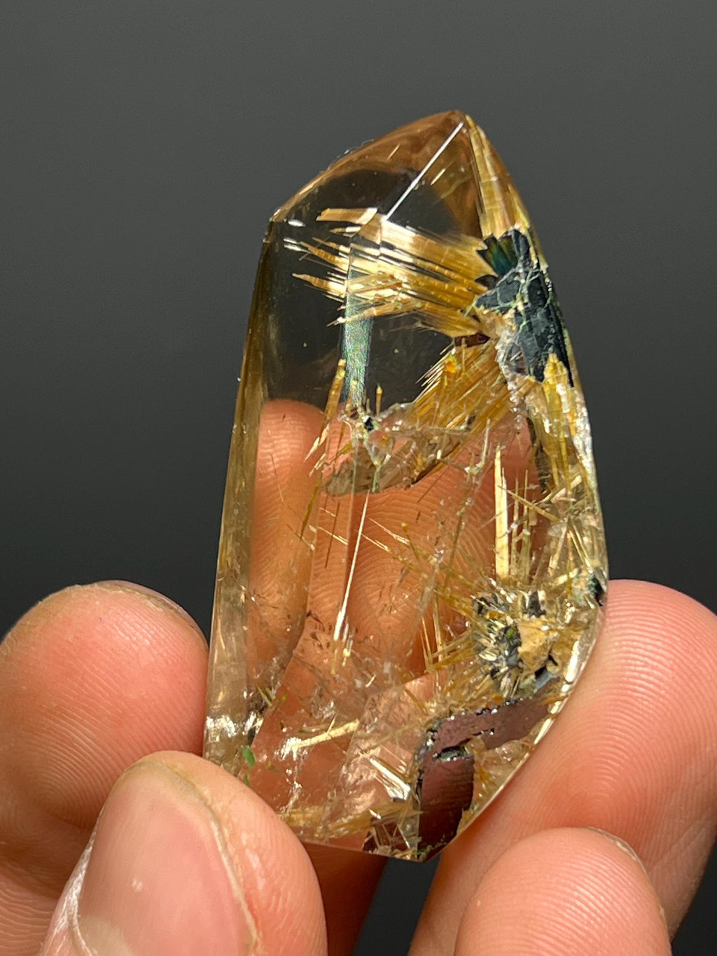 Golden Rutile Hematite Quartz Specimen, Natural Crystal from Brazil - Crystal Gemstone AE 