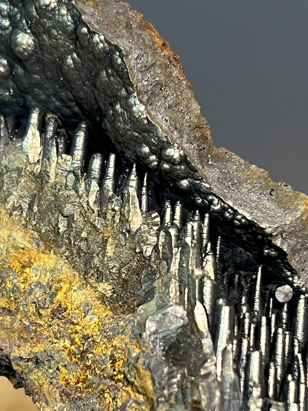 Showy Golden Color Cave Stalactite Goethite Specimen - Crystal Gemstone AE 