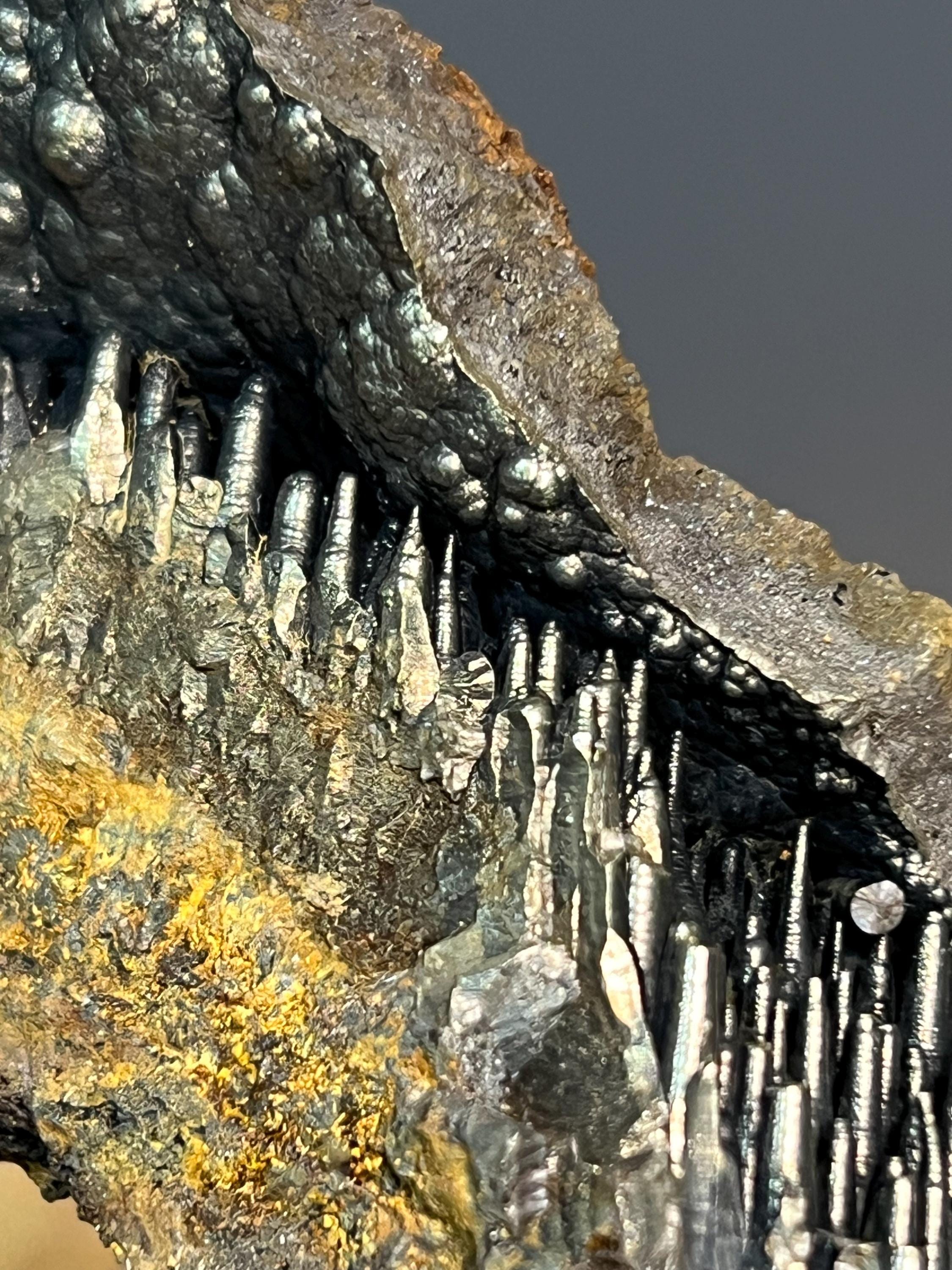 Showy Golden Color Cave Stalactite Goethite Specimen - Crystal Gemstone AE 