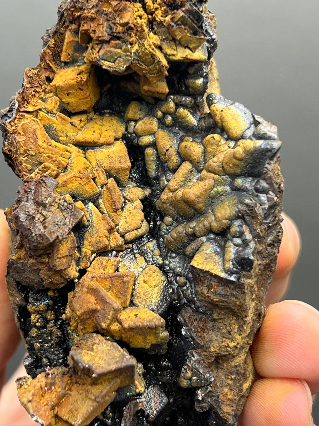 Very Unique And Very Showy, Colorful goethite on siderite, Special Collection Piece - Crystal Gemstone AE 