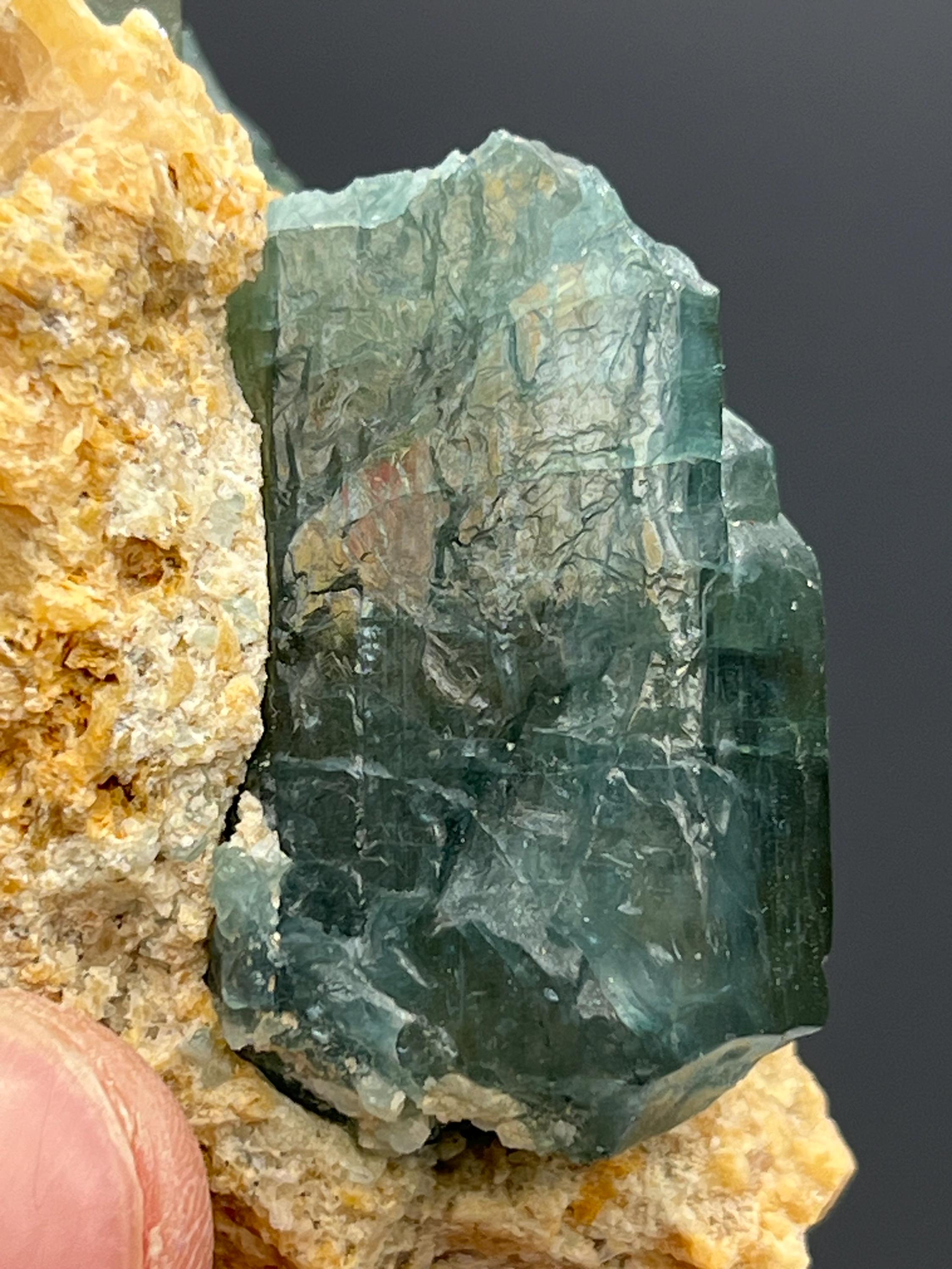 Fluorapatite In Calcite, From Russia - Crystal Gemstone AE 