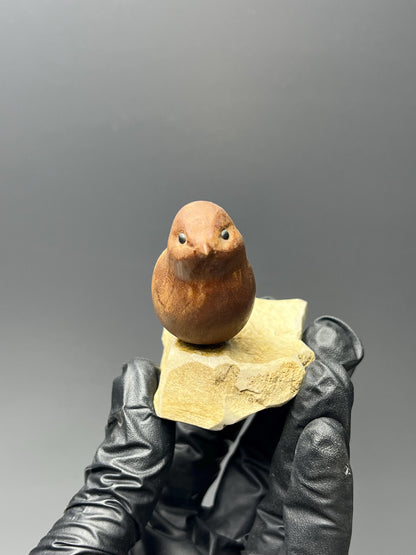Wood Bird On Matrix - Crystal Gemstone AE 