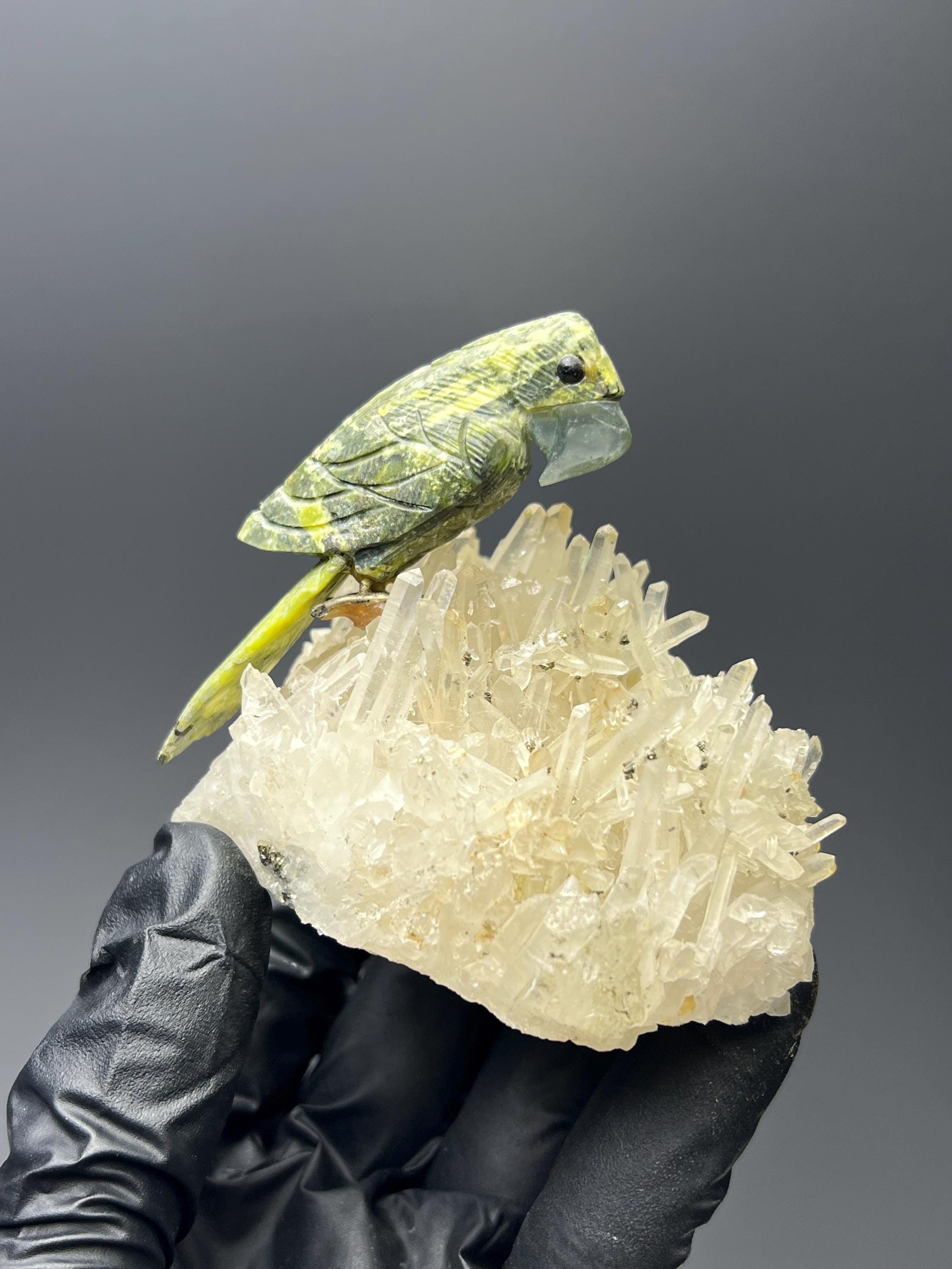 Crystal Quartz With Natural Stone Bird - Crystal Gemstone AE 