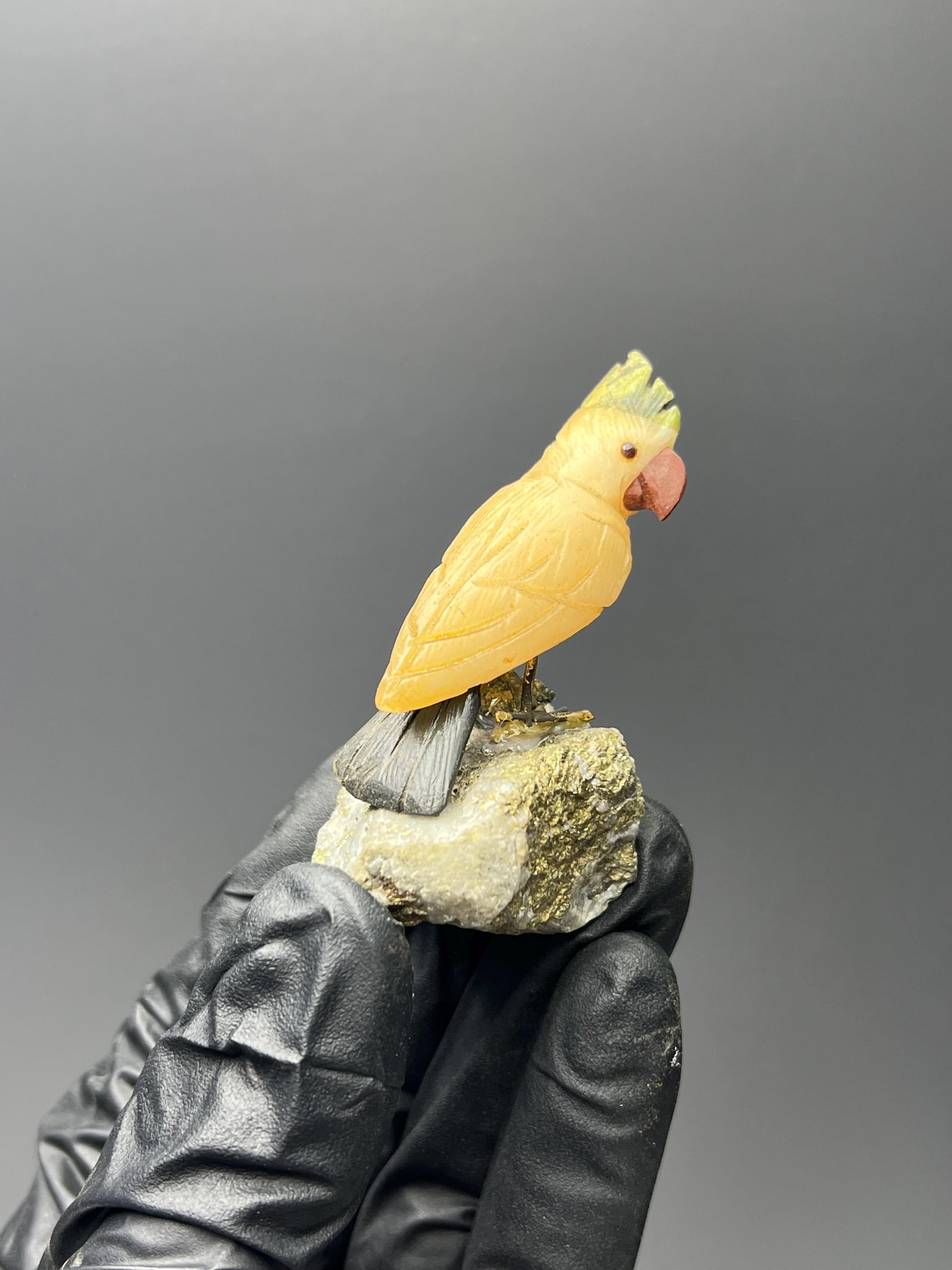 Pyrite Stone With Natural Stone Bird - Crystal Gemstone AE 
