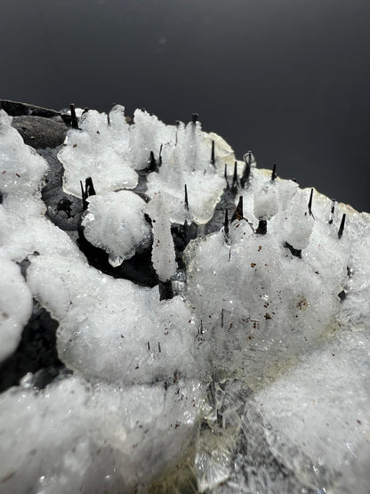 Museum Quality! Snow Crystal Calcite On Stalactite Hematite