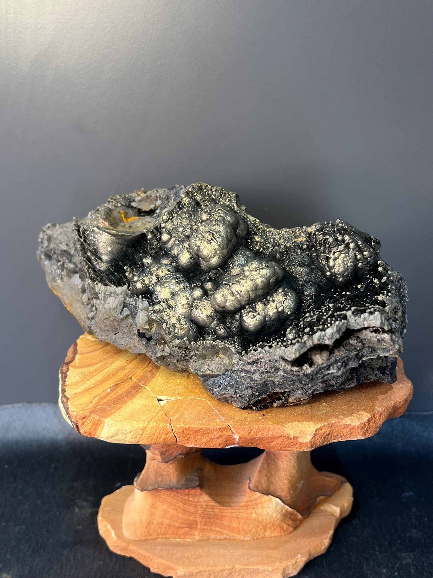 Museum Grade, Very Special Golden Color Stalactite And Botryoidal Formation Goethite Specimen - Crystal Gemstone AE 