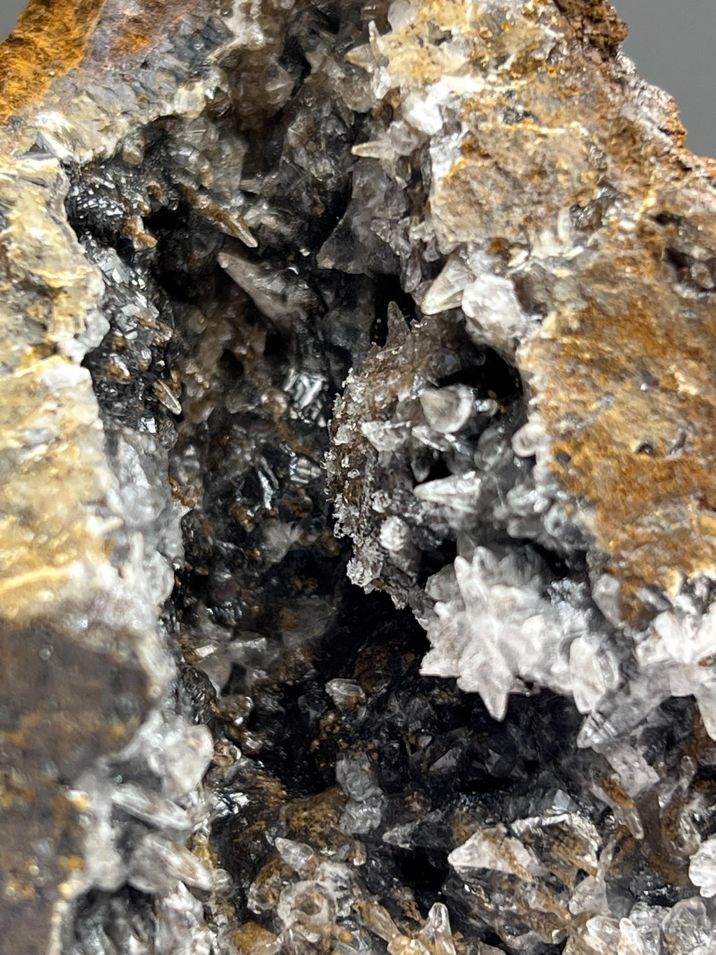 Cave Formed Crystal Calcite On Hematite - Crystal Gemstone AE 