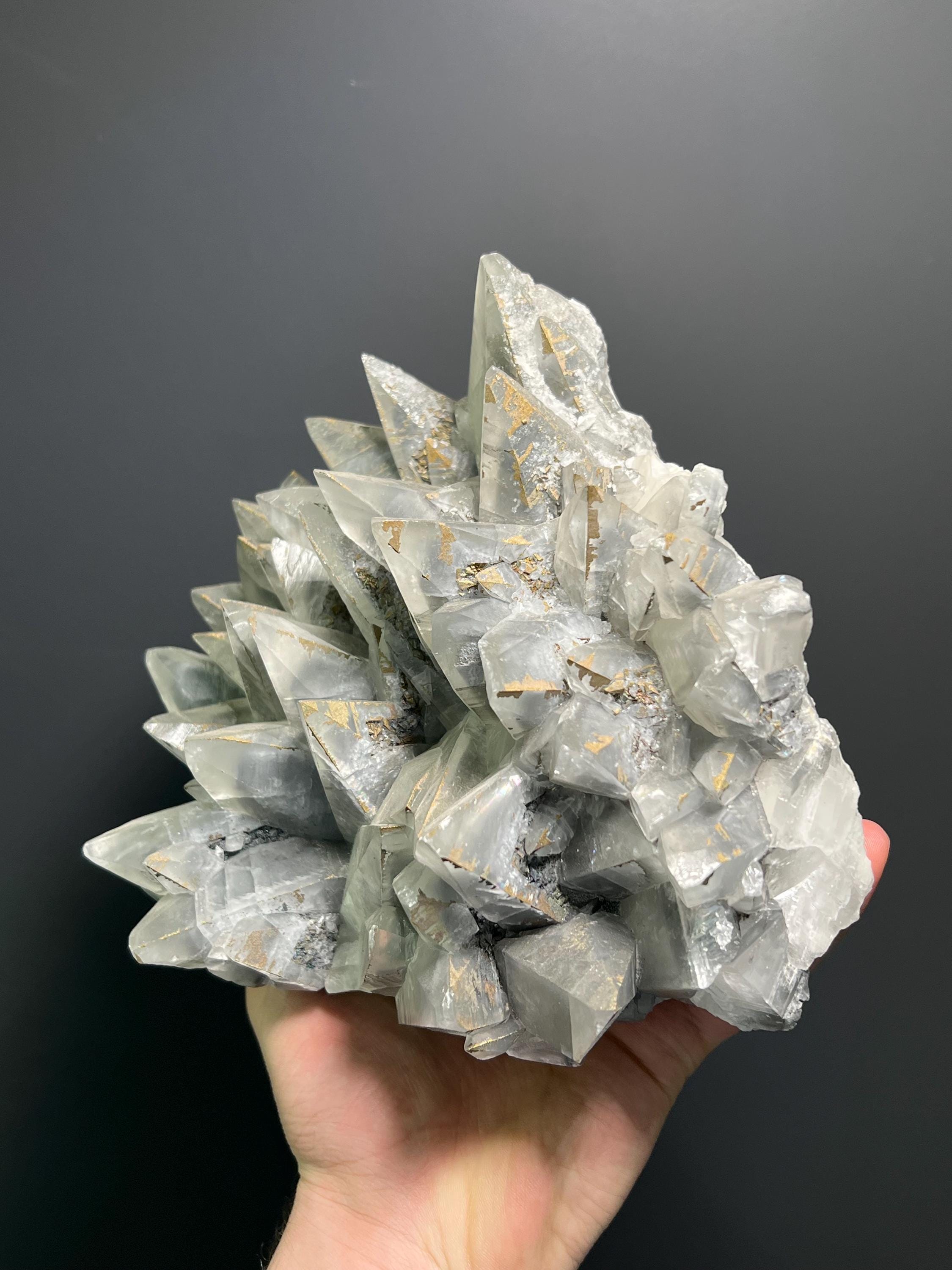 Large Size, Pyrite With Gray Crystal Calcite - Turkey - Crystal Gemstone AE 