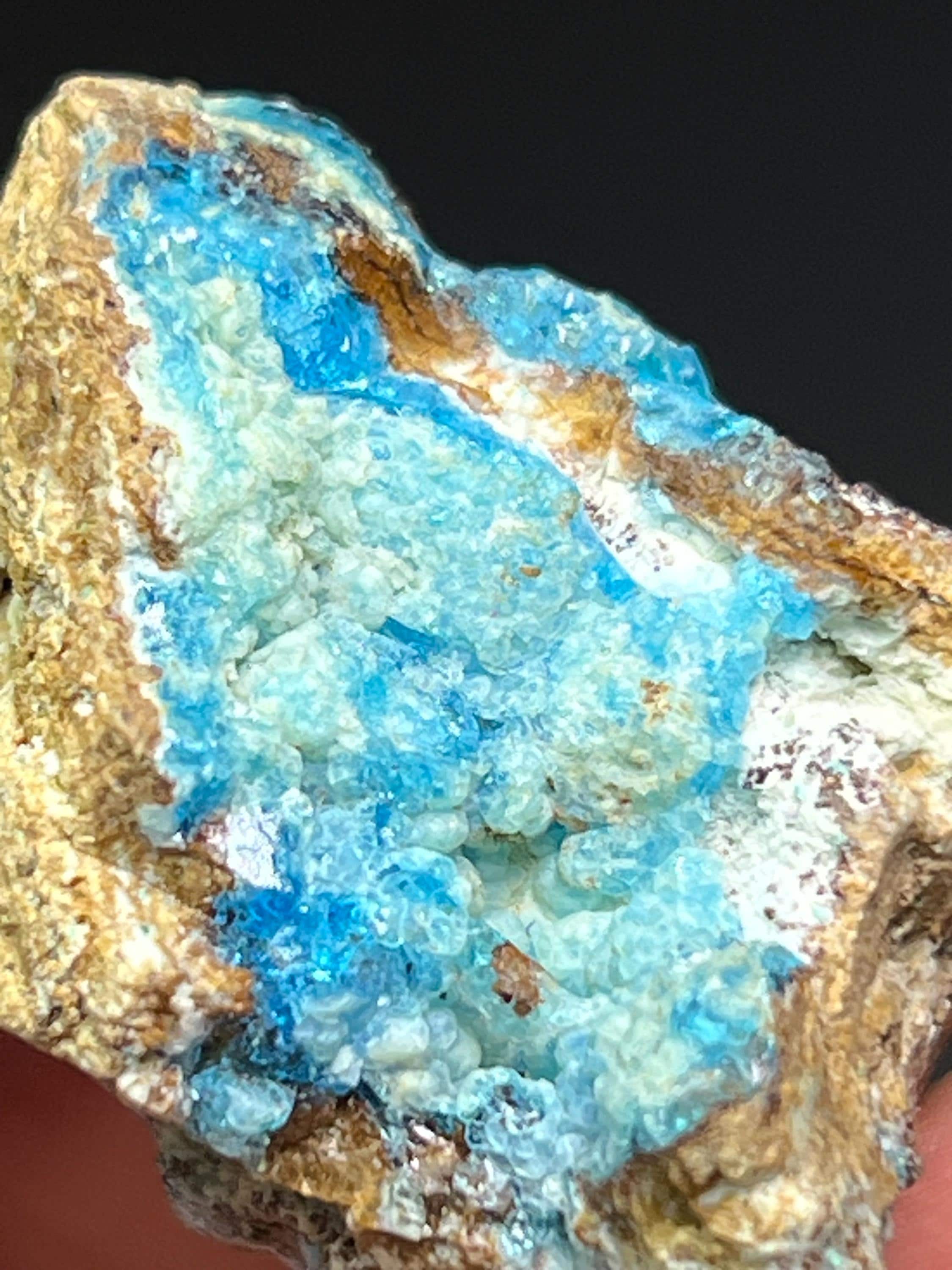 Blue Veszelyite Crystals on Botryoidal Hemimorphite - Crystal Gemstone AE 