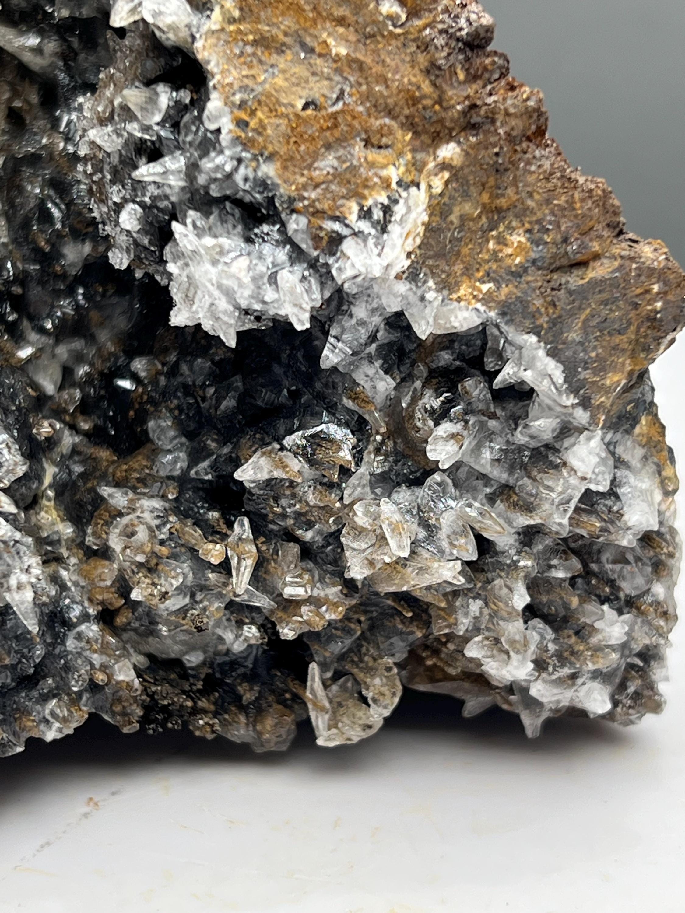 Cave Formed Crystal Calcite On Hematite - Crystal Gemstone AE 
