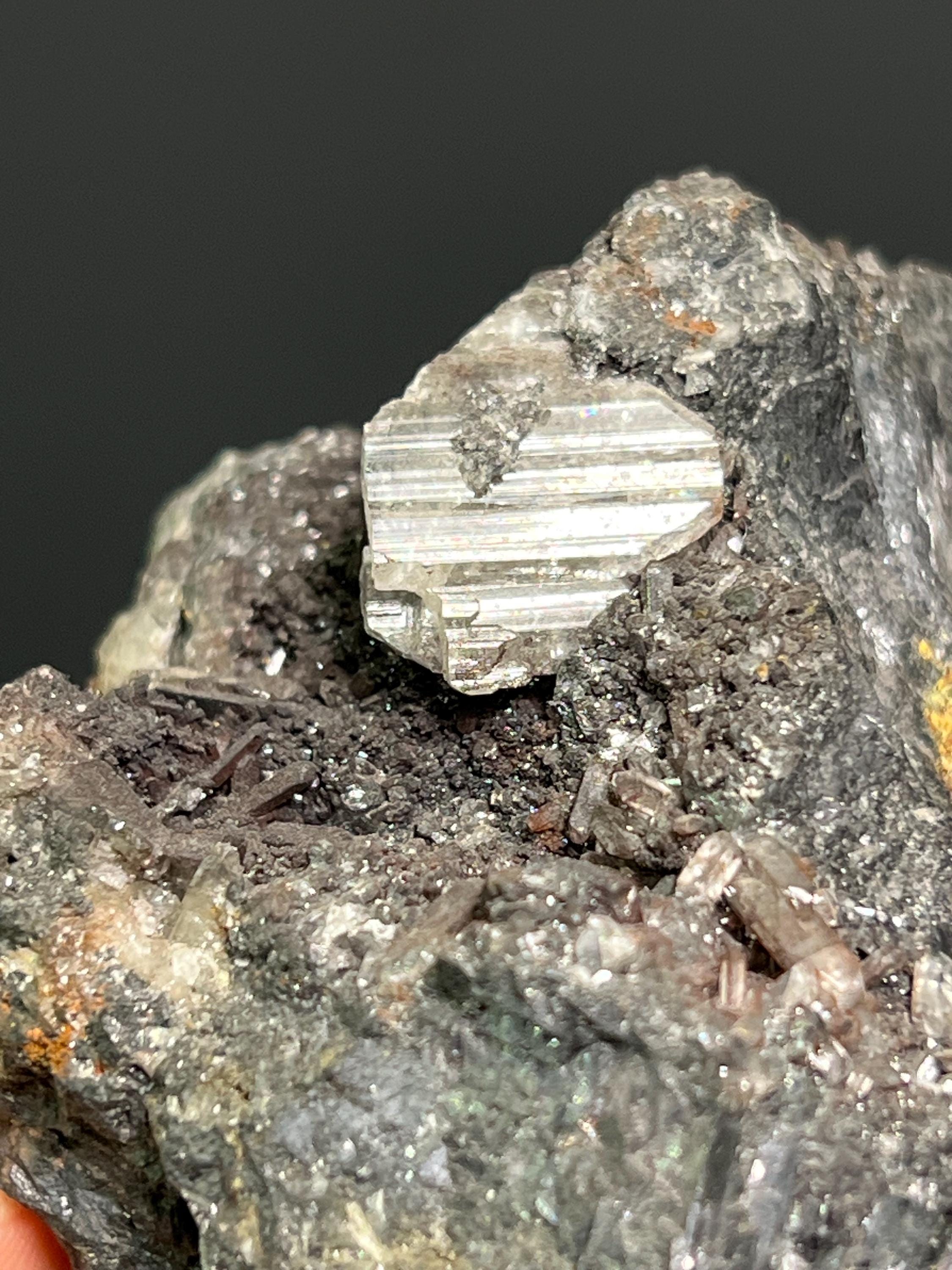 Anglesite Crystal In Galena, 566gram - Crystal Gemstone AE 