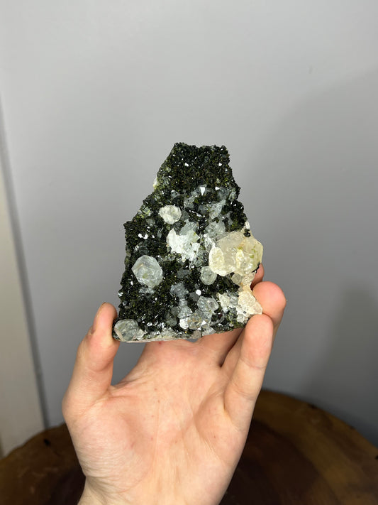 Black And Green Epidote With Quartz