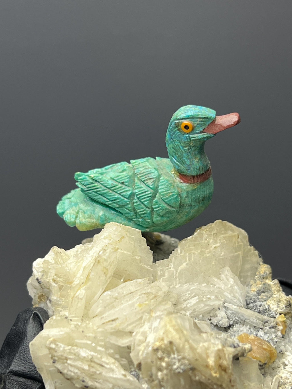 Crystal Quartz On Natural Stone Bird - Crystal Gemstone AE 