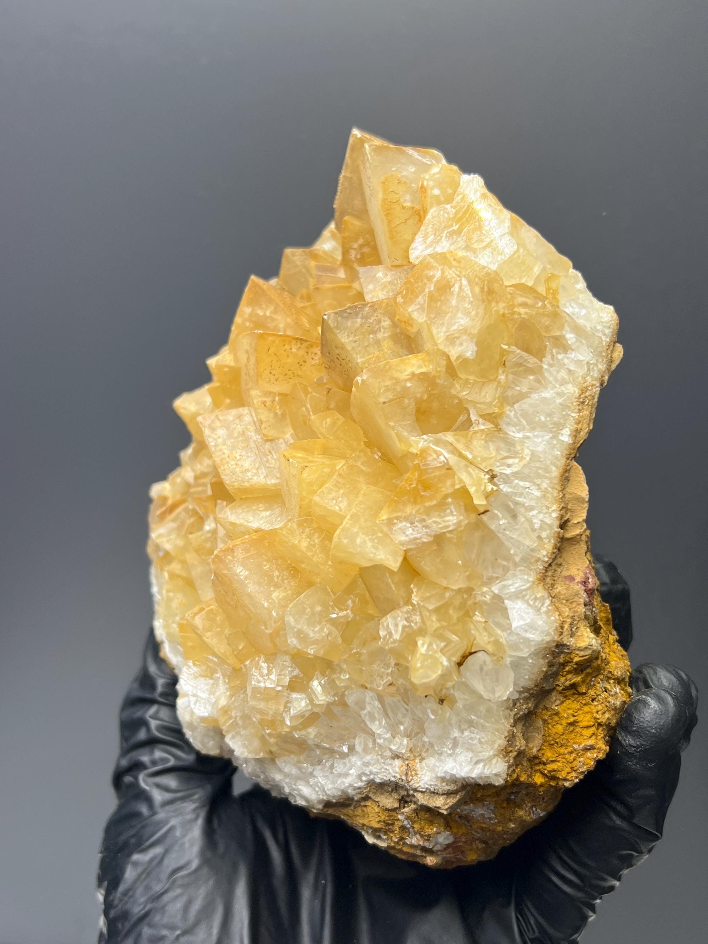 Orange Crystal Calcite Specimen - Crystal Gemstone AE 
