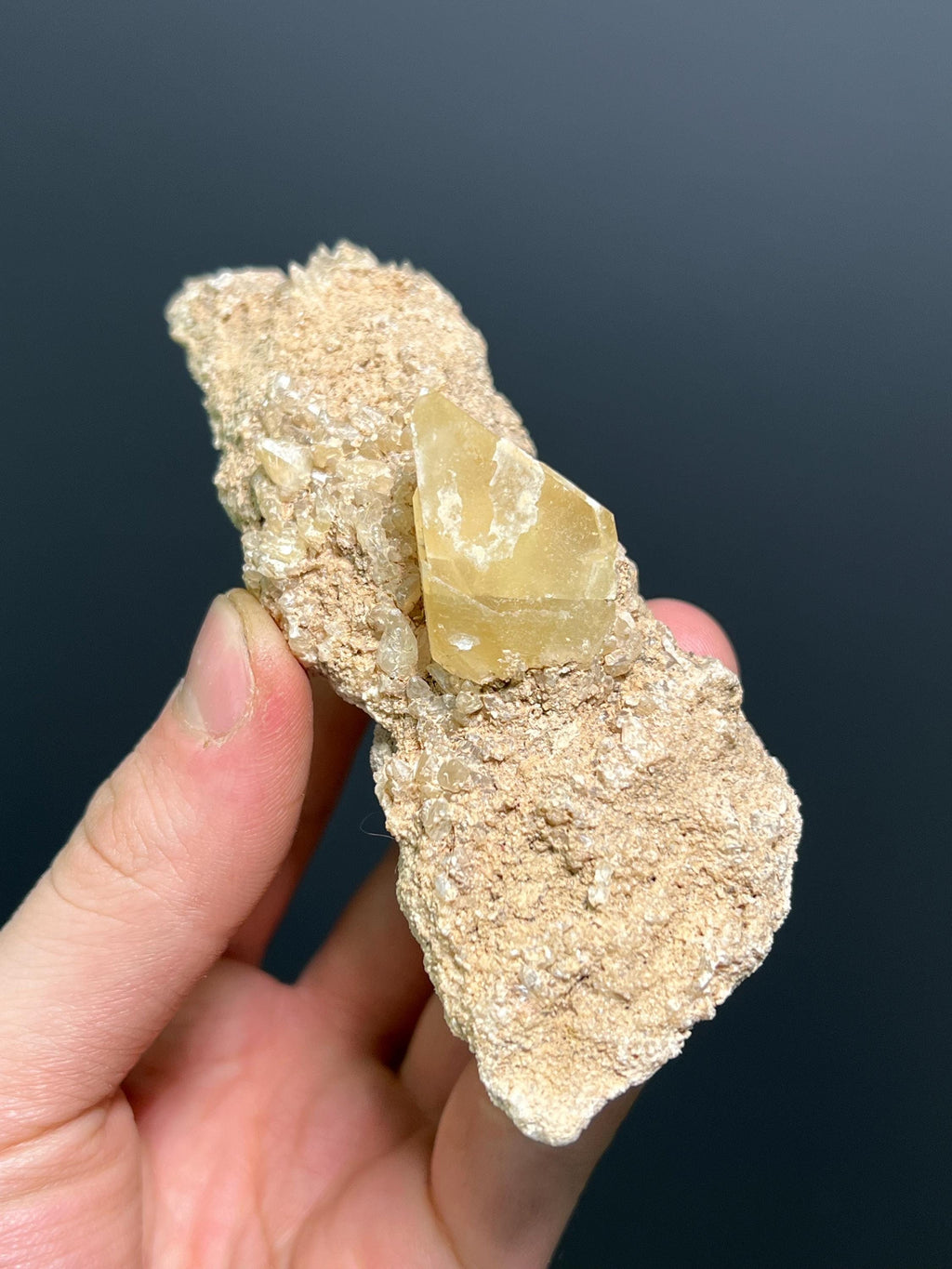Golden Yellow Calcite On Matrix - USA - Crystal Gemstone AE 