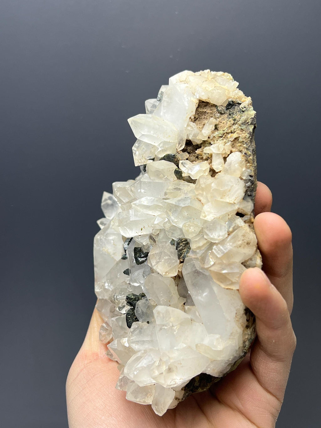Epidote Quartz Specimen - Crystal Gemstone AE 