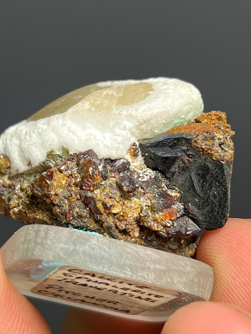 Calcite And Sphalerite With Travertine Specimen, 20gram - Crystal Gemstone AE 