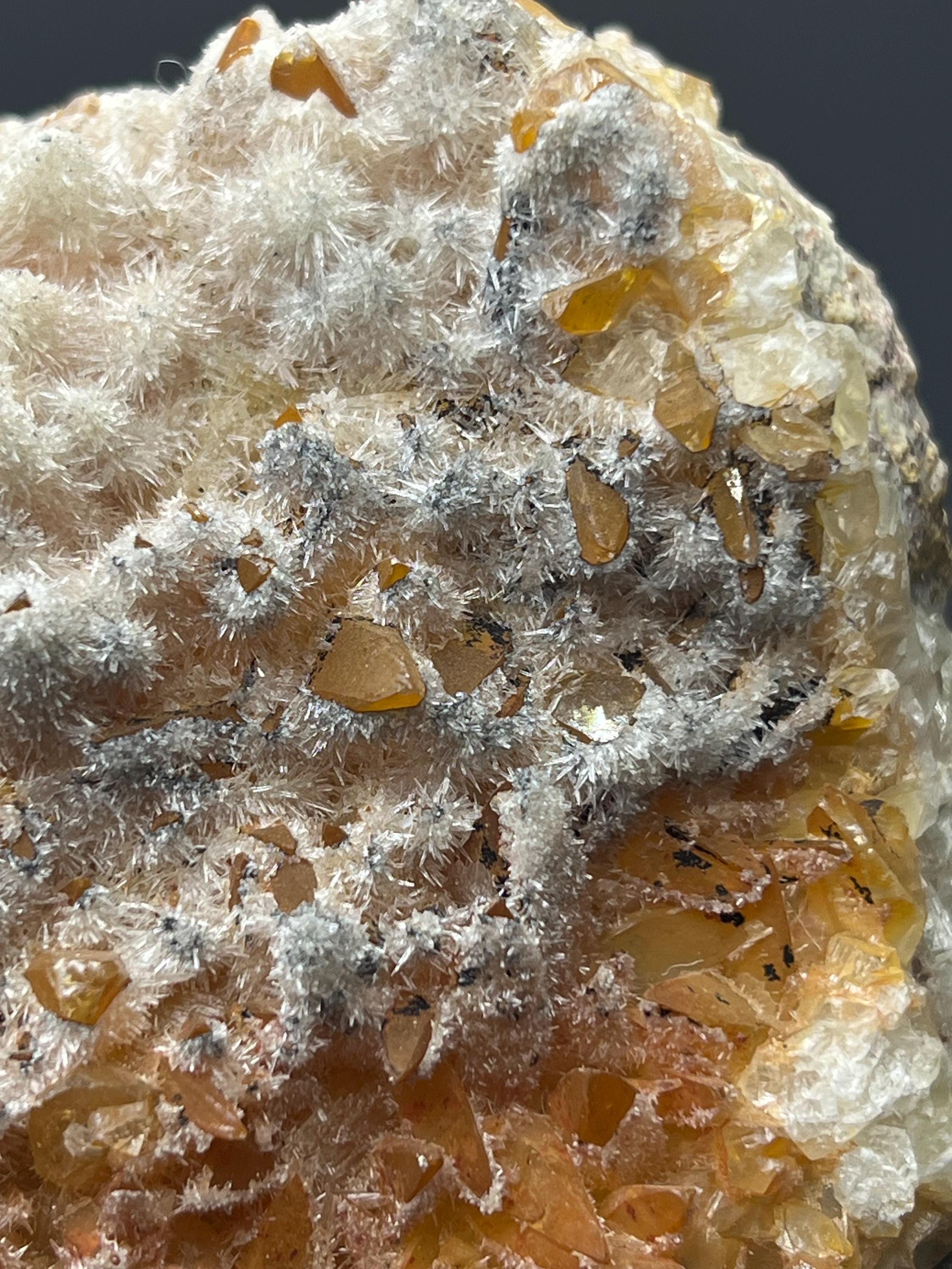 Feather Crystal Calcite Specimen, Orange Crystal from Turkey - Crystal Gemstone AE 